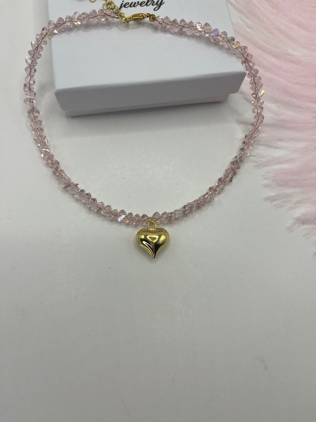 Heart Crystal Choker Necklace – 18K Gold Plated