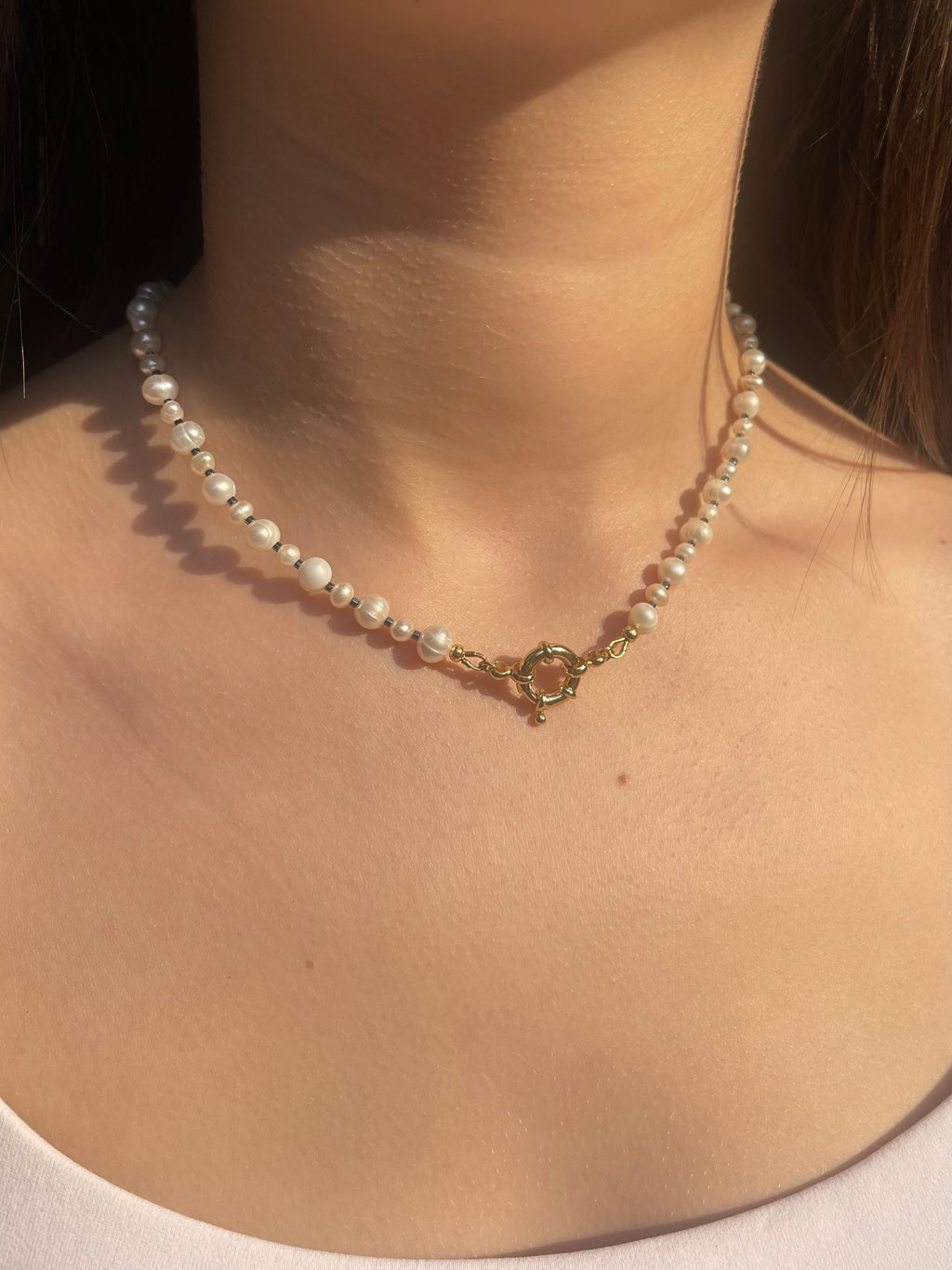 Unisex Freshwater Pearl Necklace – 24k Gold Plated Clasp