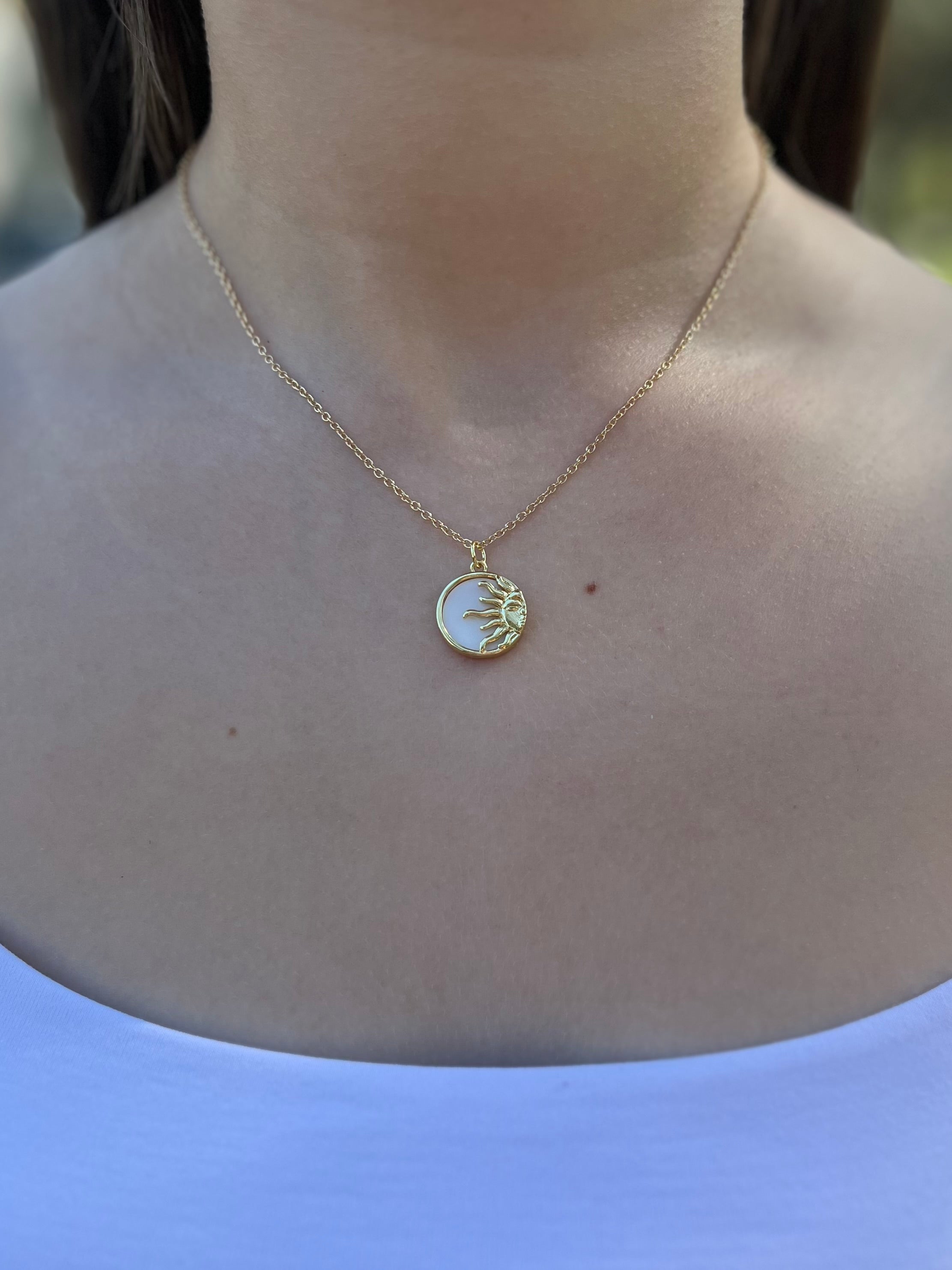 Sun Shell Necklace, Real 18K Gold Plated