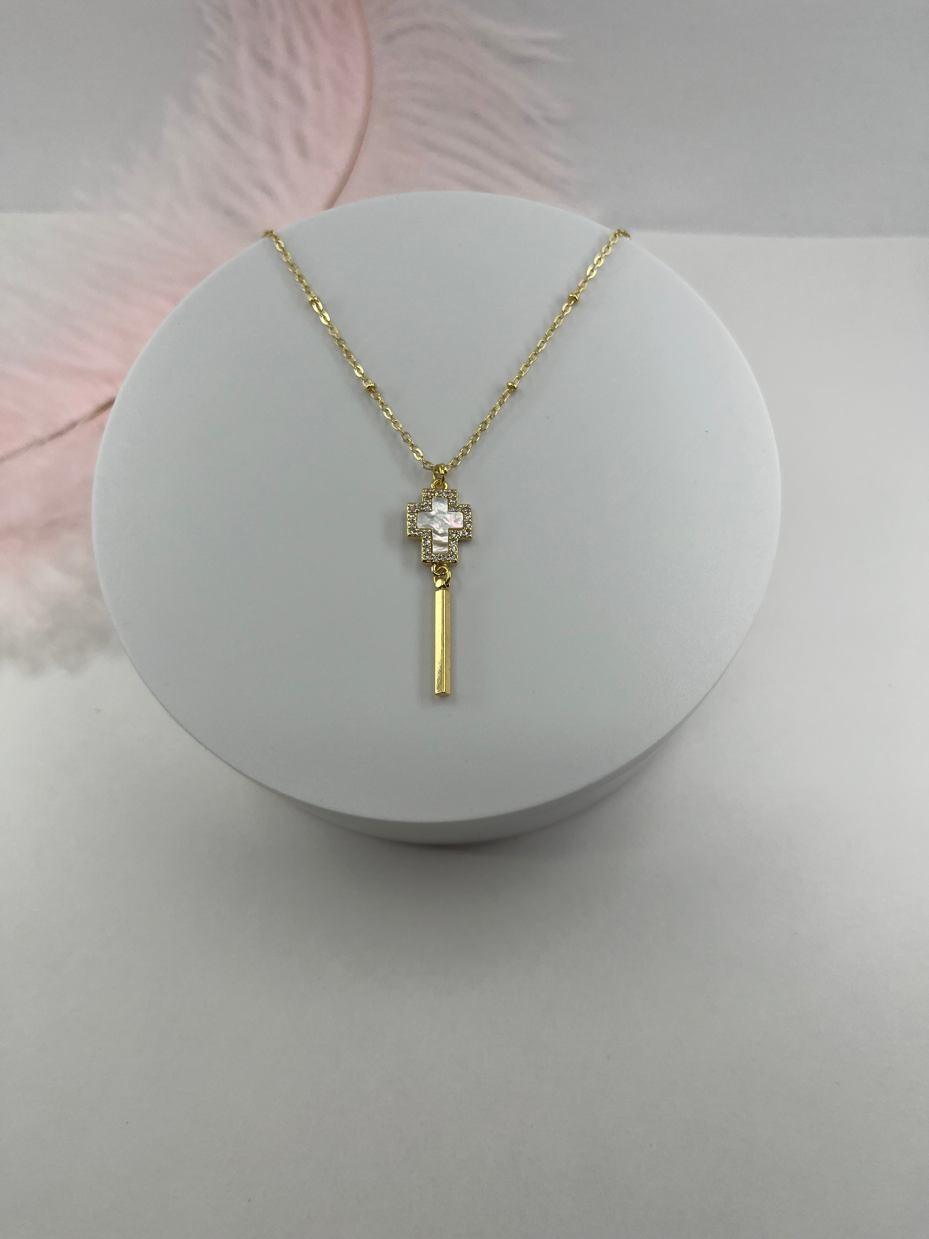 Cross Necklace, Real 18K Gold Plated