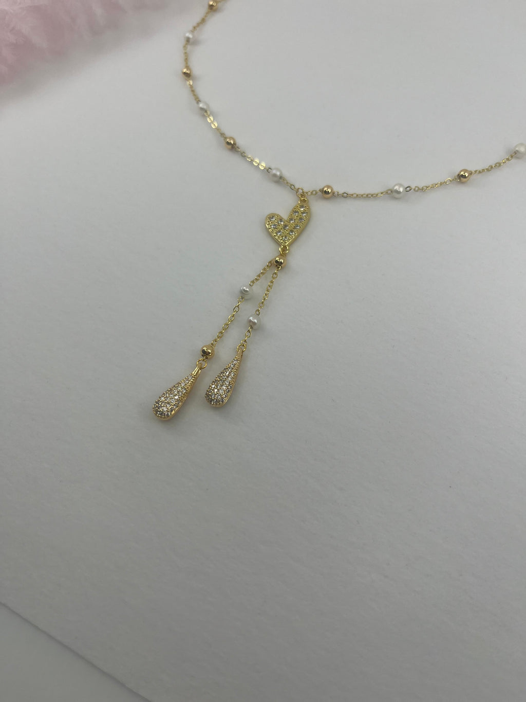 Natural Pearl Y-Necklace, 18k gold plated