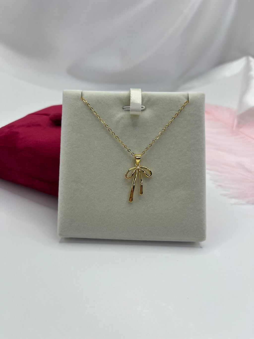 Bow Necklace, Real 18K Gold Plated