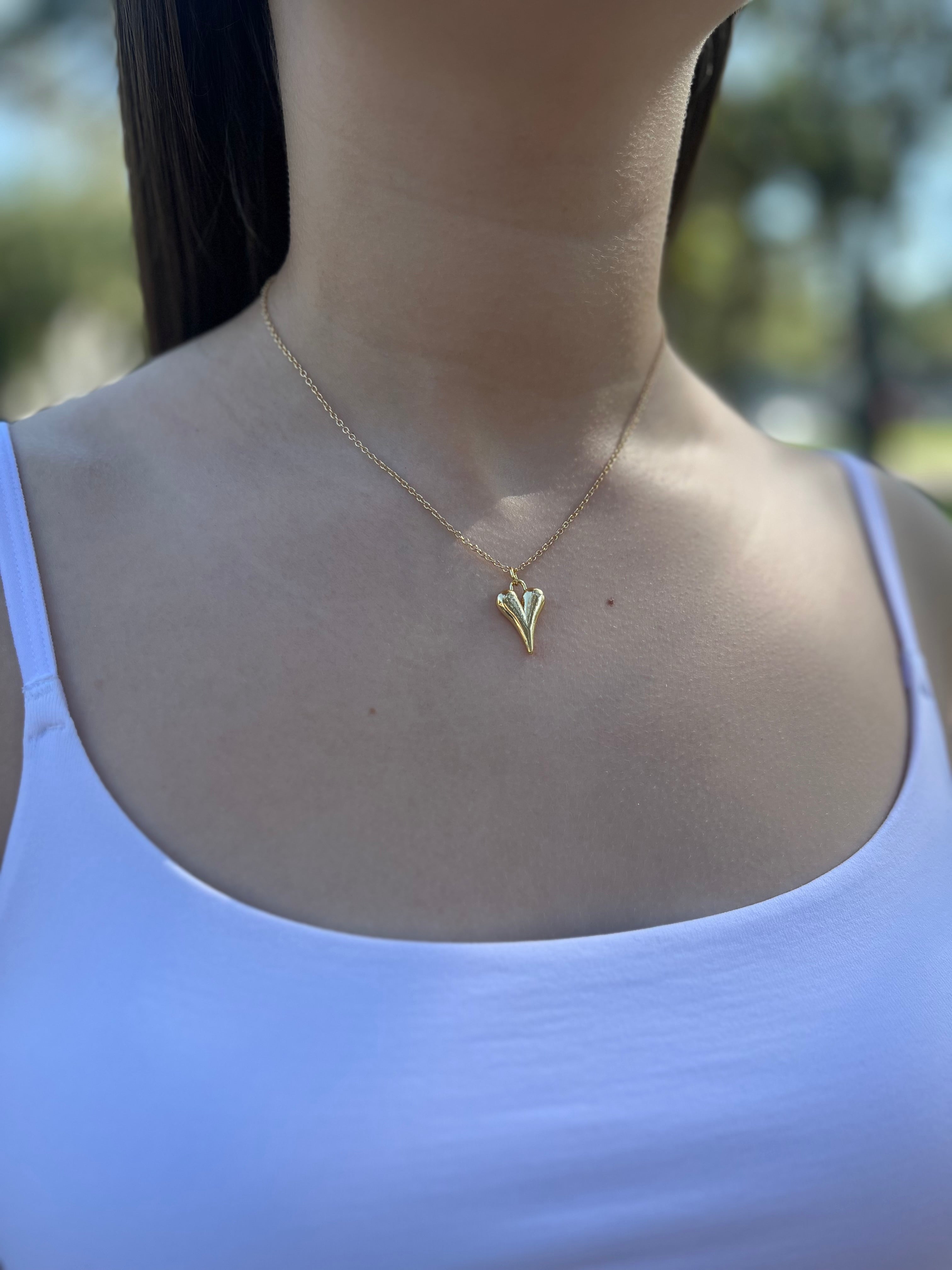 Heart Necklace, Real 18K Gold Plated