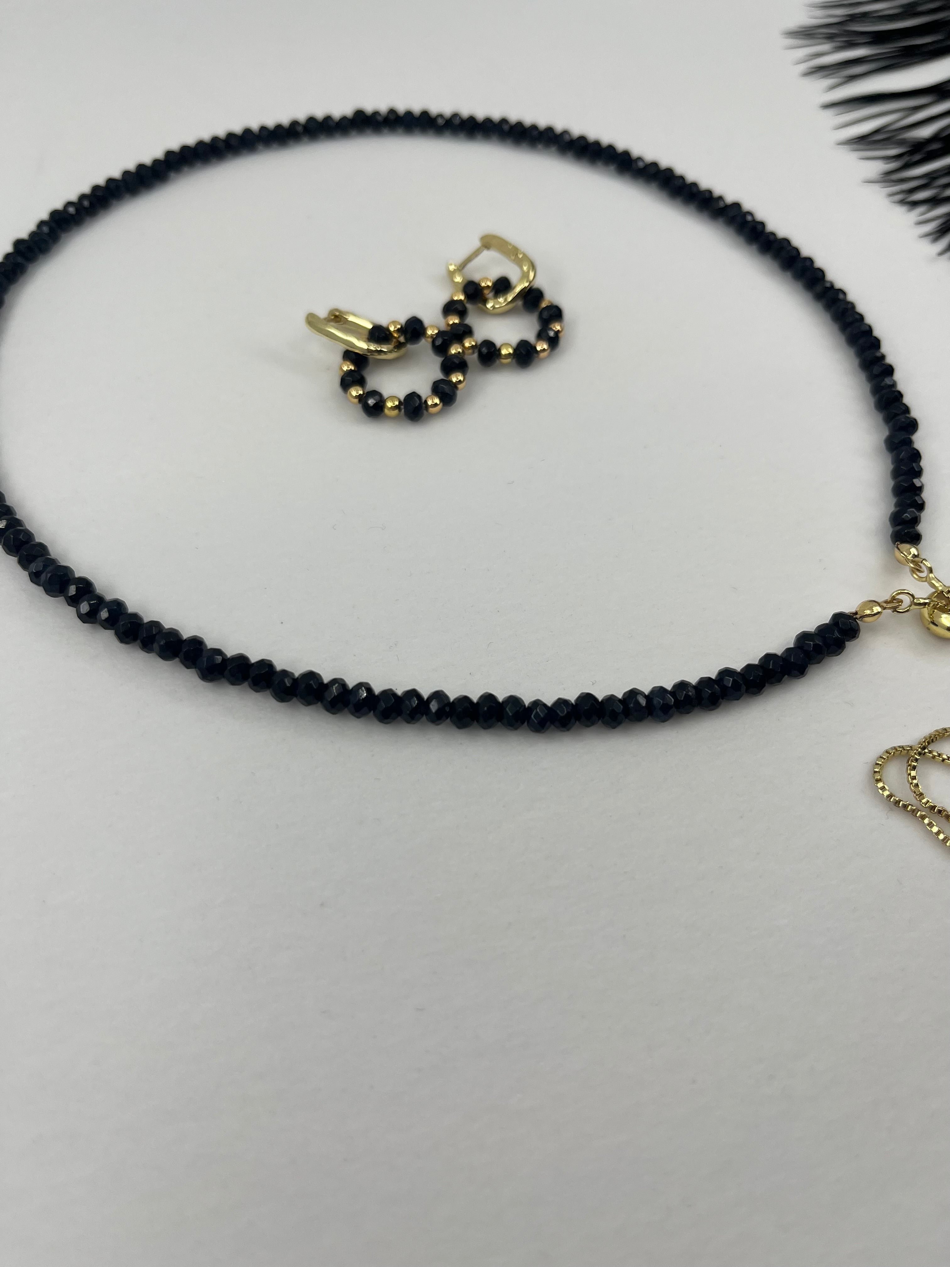 Set: Natural Malaysia Jade Y-Necklace & Earrings, Dark Blue