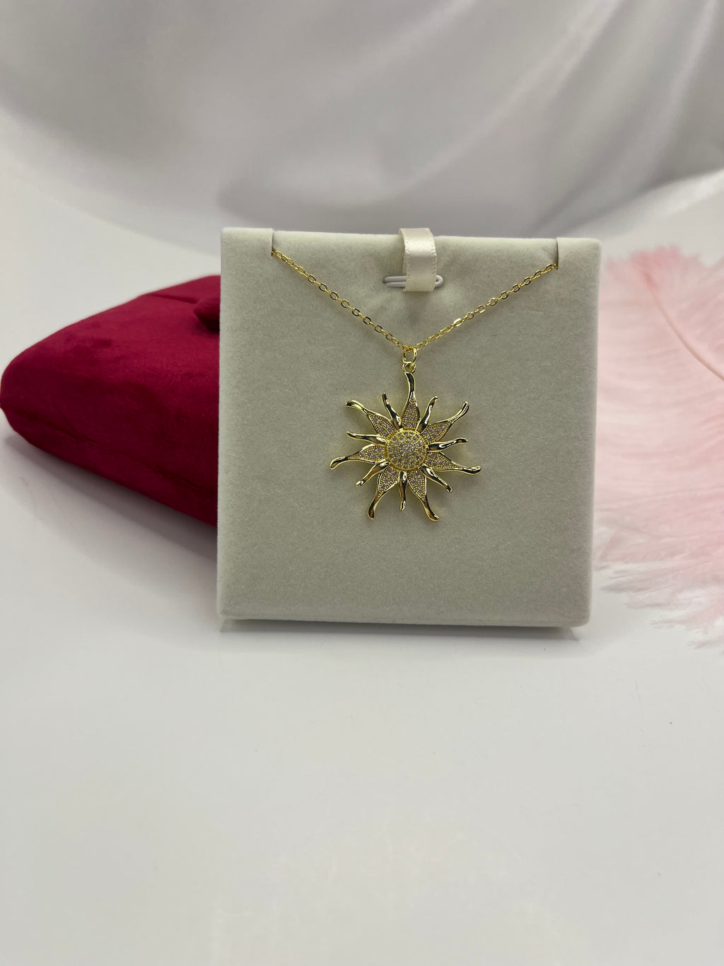 Sun Necklace, Real 18K Gold Plated