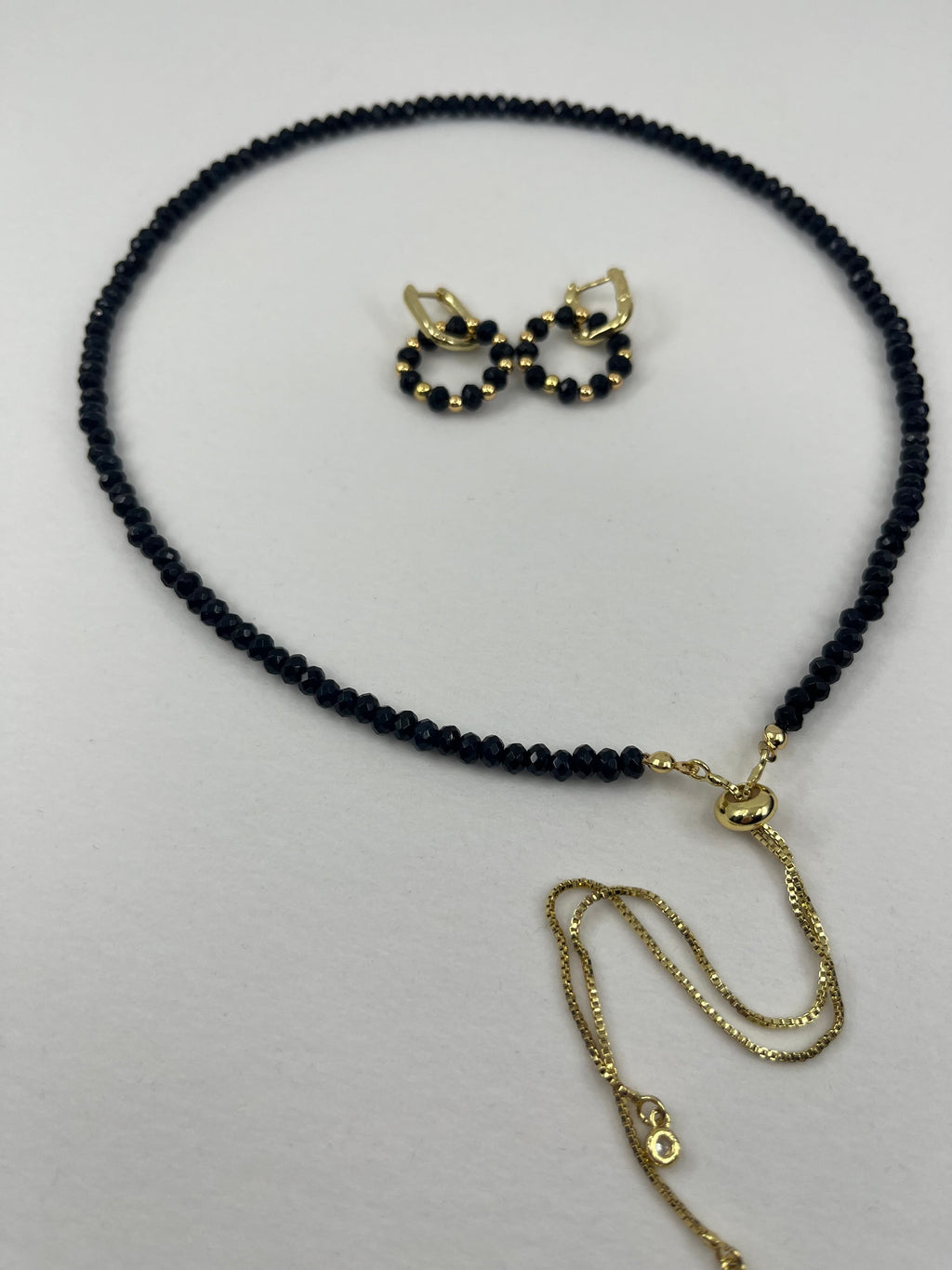 Set: Natural Malaysia Jade Y-Necklace & Earrings, Dark Blue