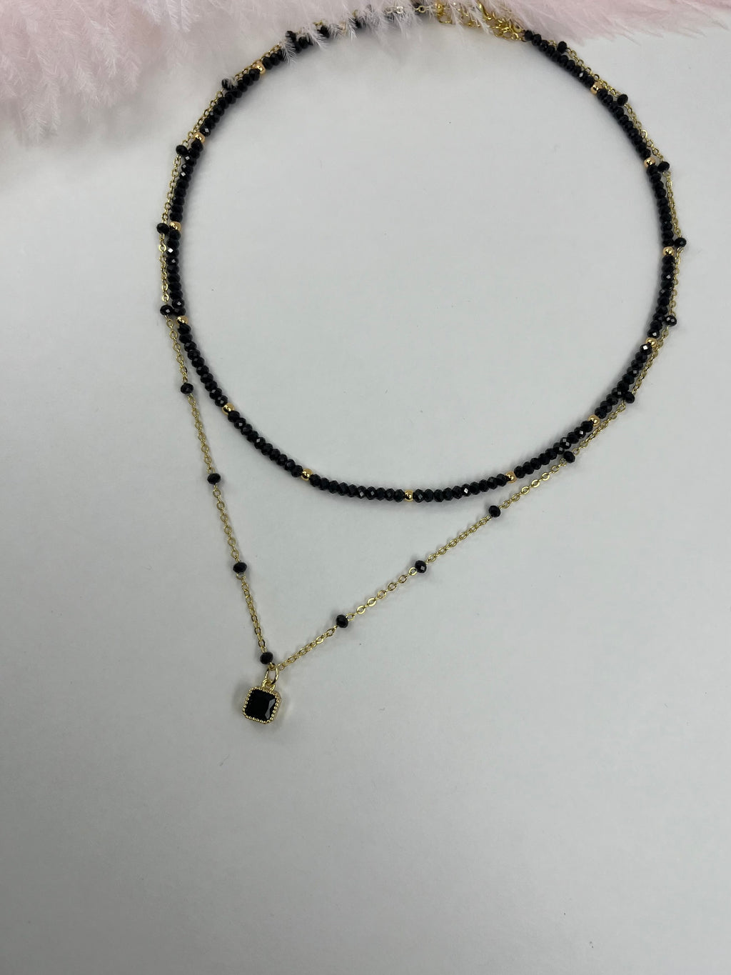 Layered Spinel necklace, zirconia 18K Gold Plated pendant