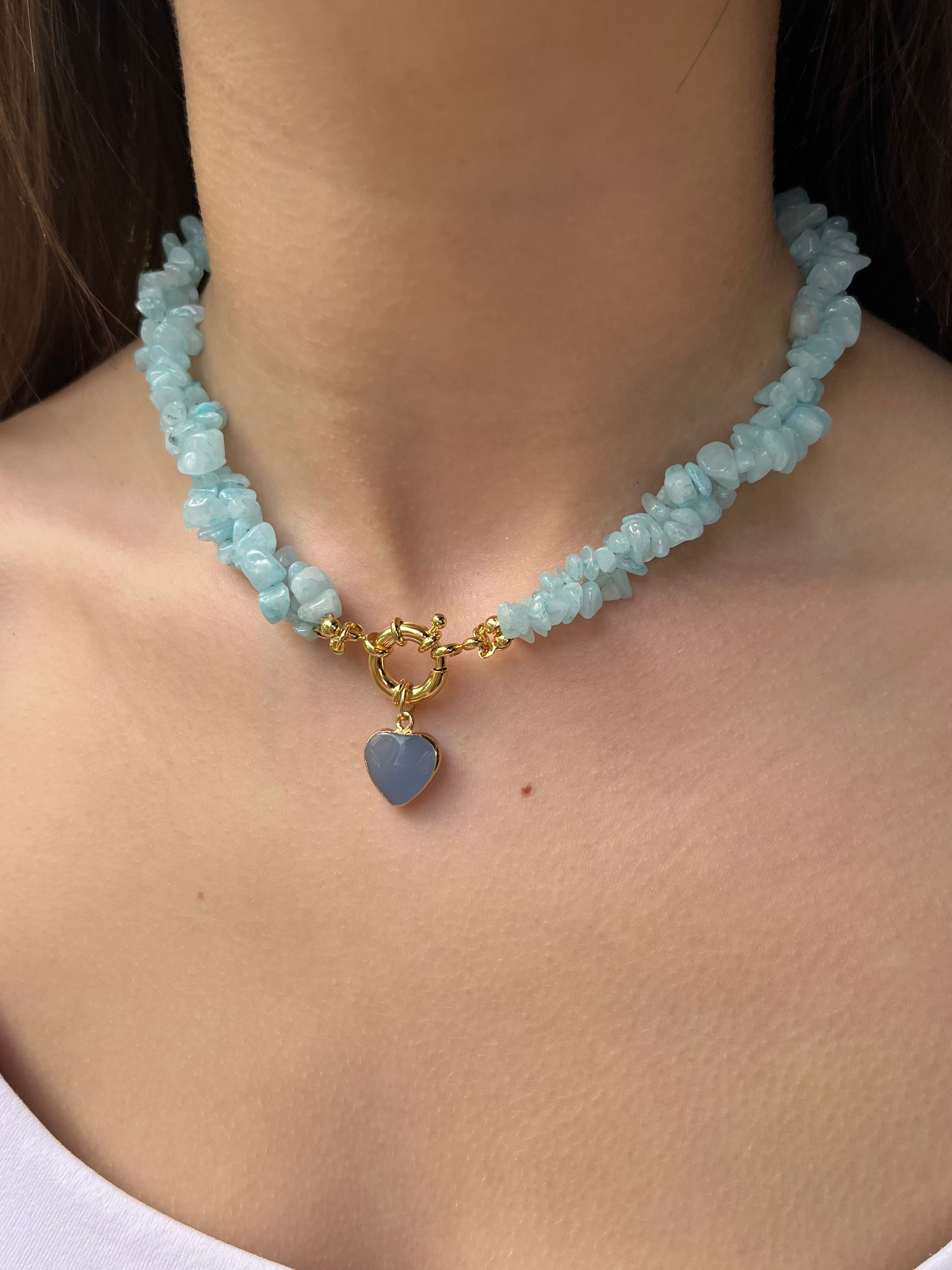 Natural Jade Necklace with Jade heart pendant