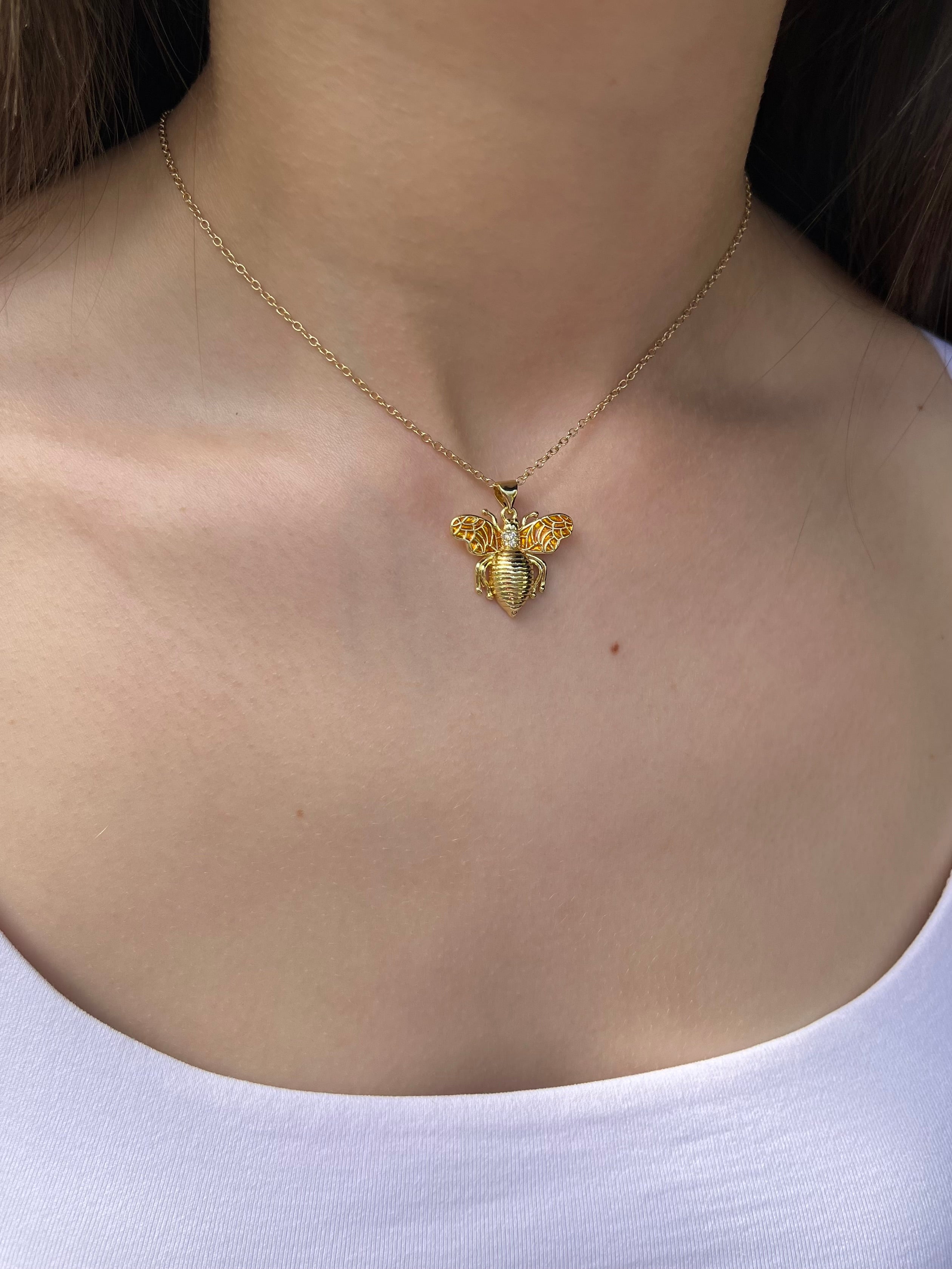 Bee choker necklace, 18k gold plated