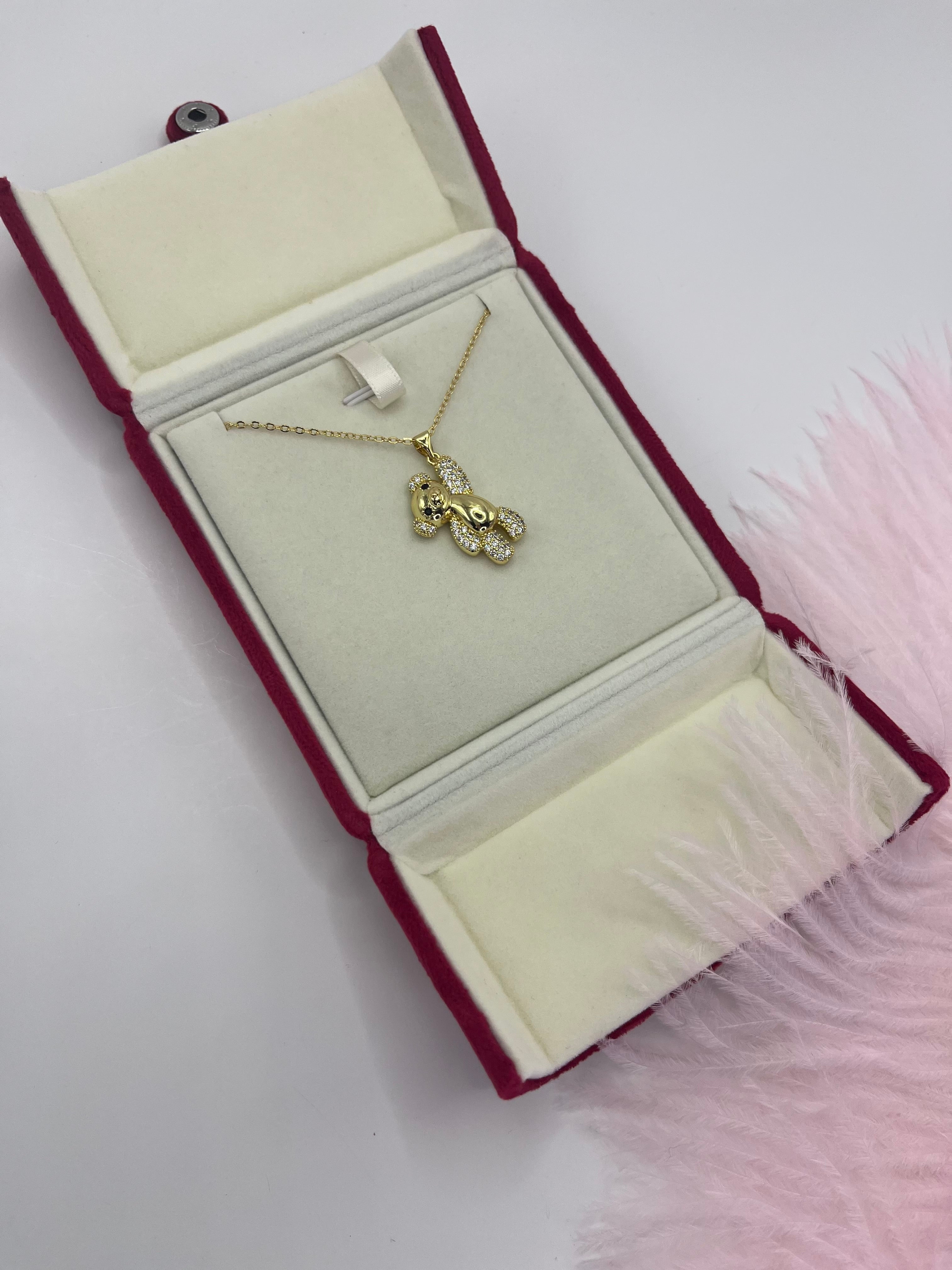 Teddy Bear Necklace, pendant  Real 16K Gold Plated