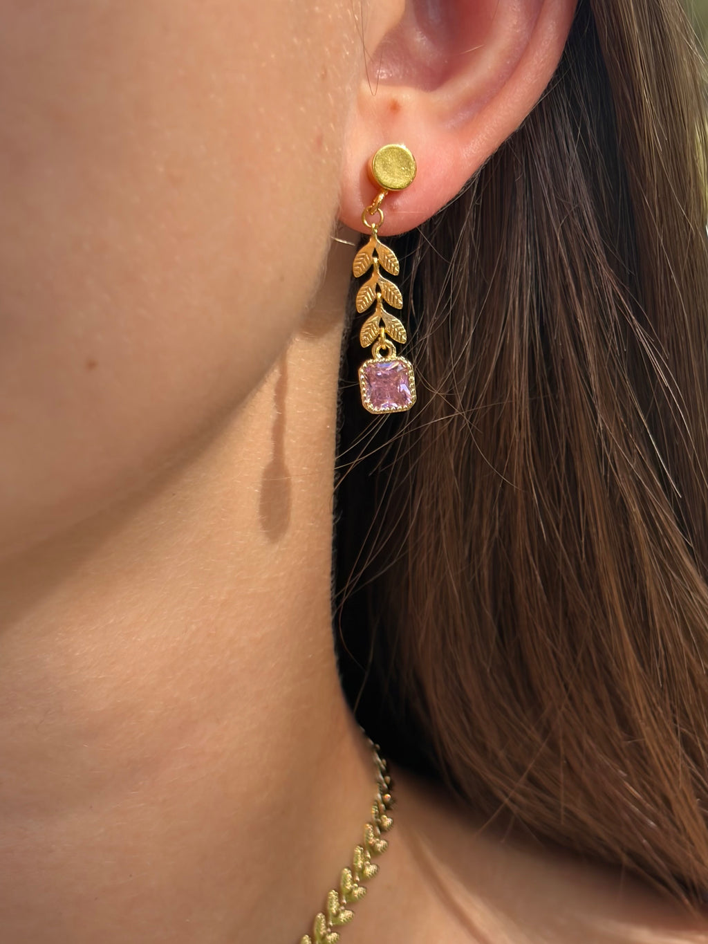 18k Gold Plated Jewelry with zirconia pendants, drop earrings