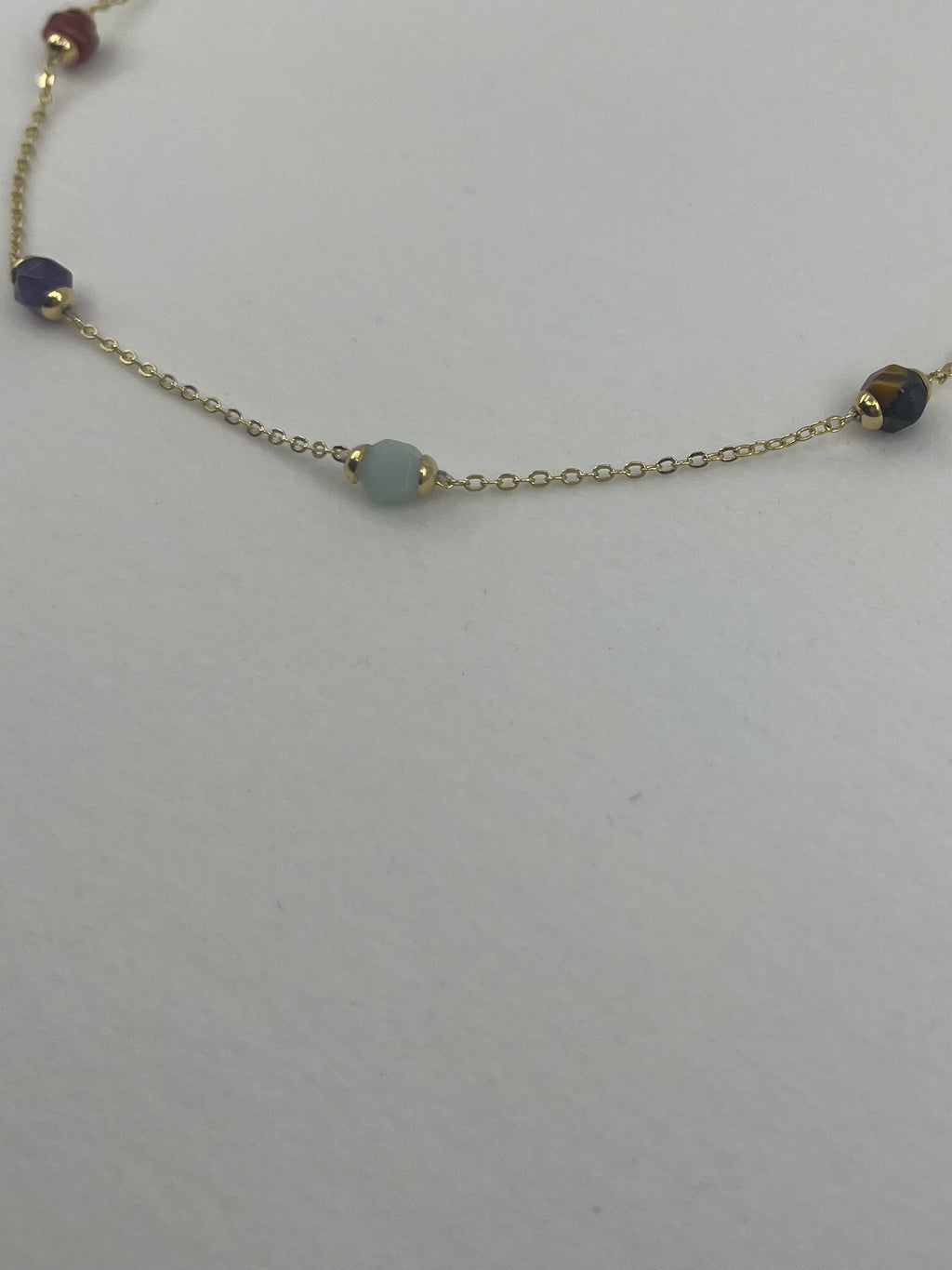 Chakra natural gemstone Necklace: tiger eye, quartz, amethyst, agate, amazonite, sodalite