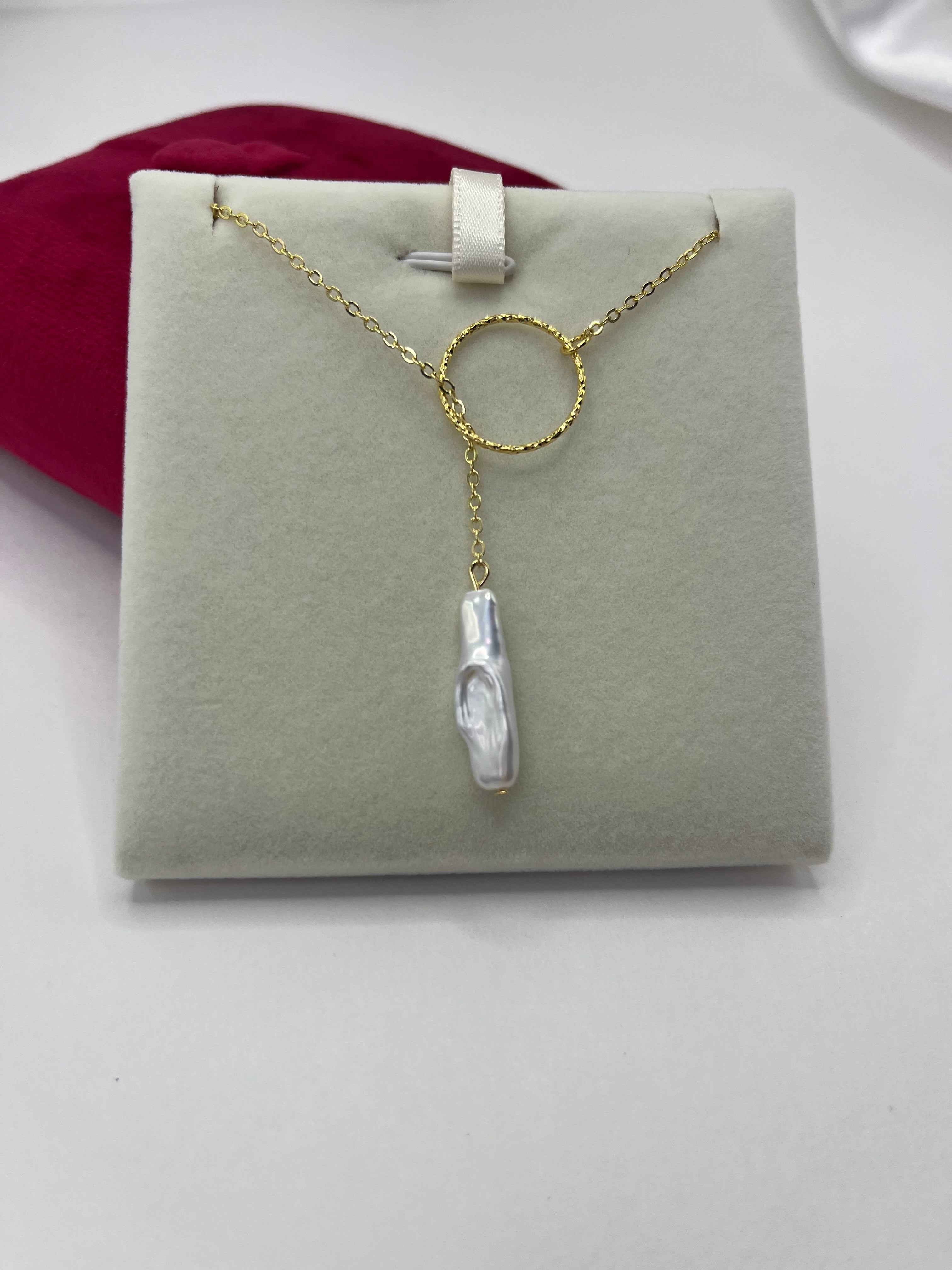 Baroque Pearl Y-Necklace, 18k gold plated