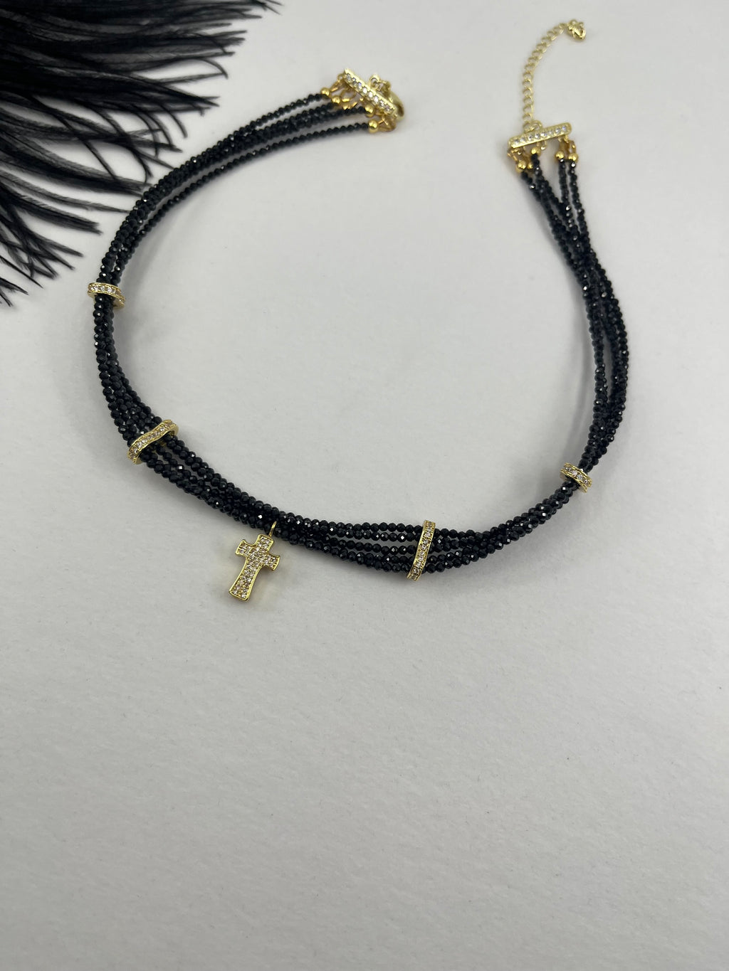 Layered Spinel choker, zirconia 18K Gold Plated spacer and clasp
