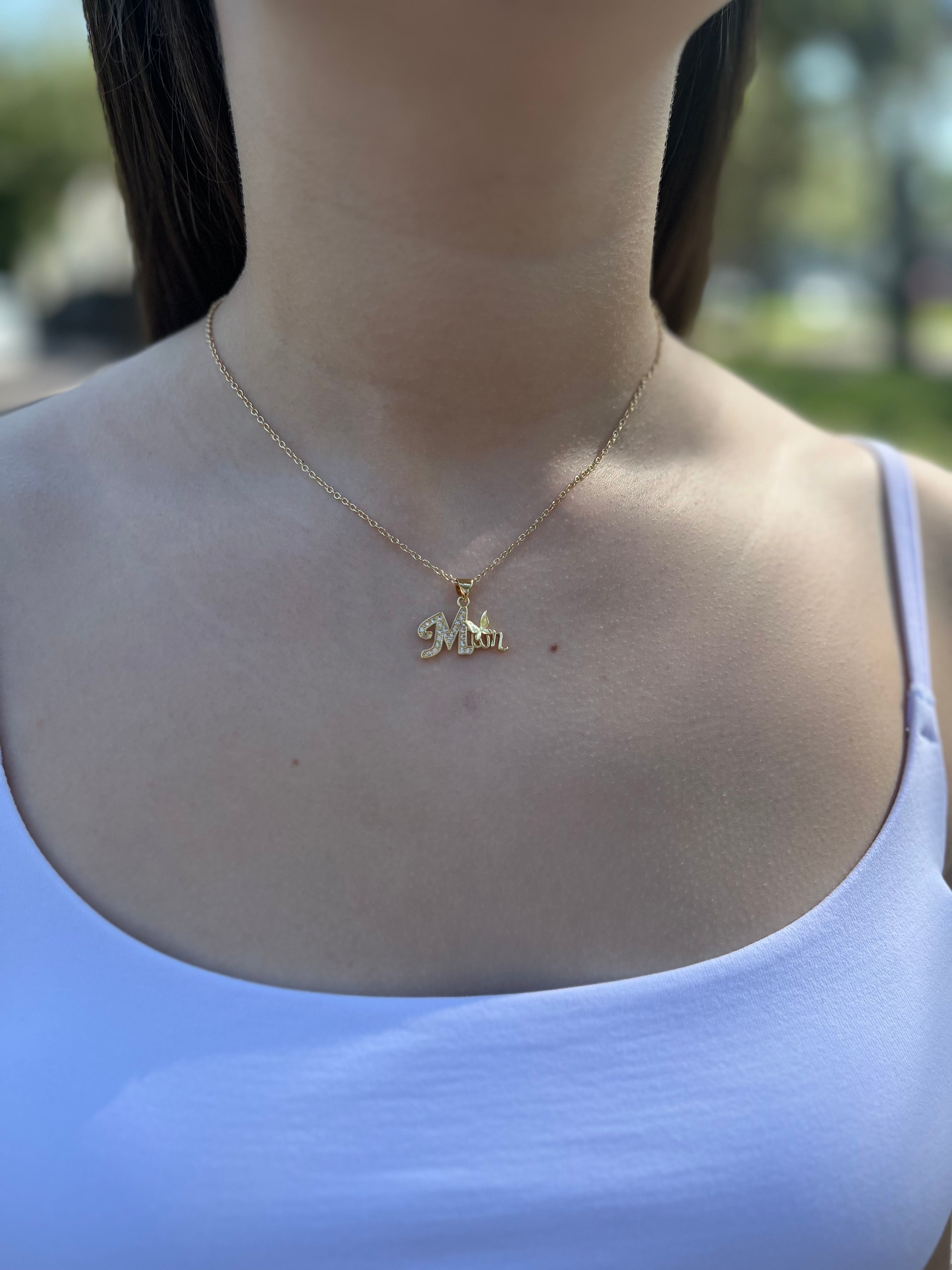 Mothers Necklace, pendant  Real 18K Gold Plated