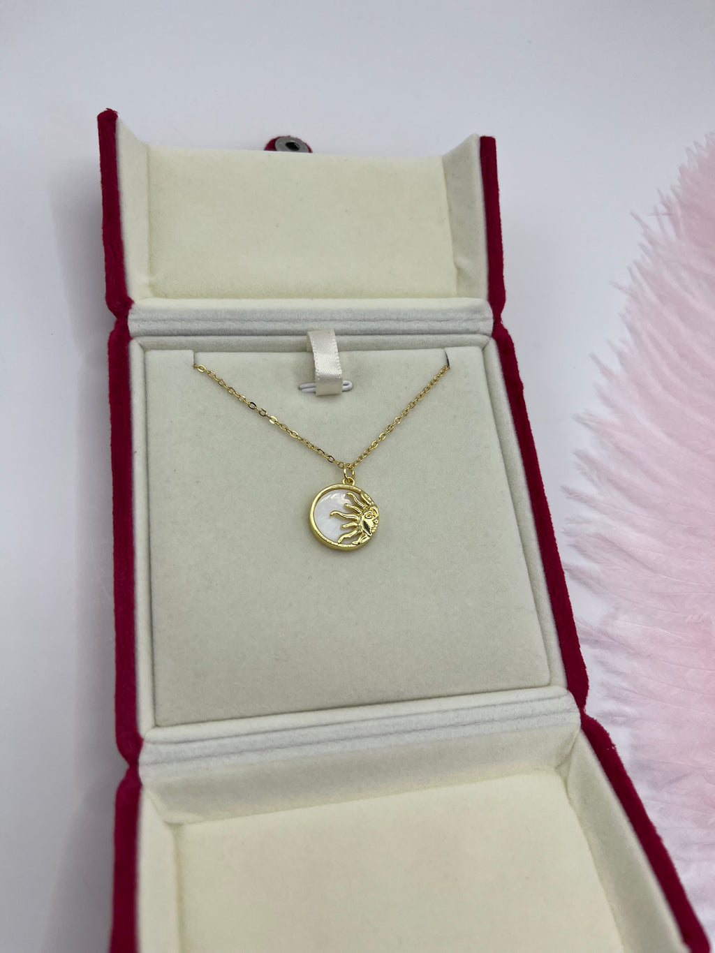 Sun Shell Necklace, Real 18K Gold Plated
