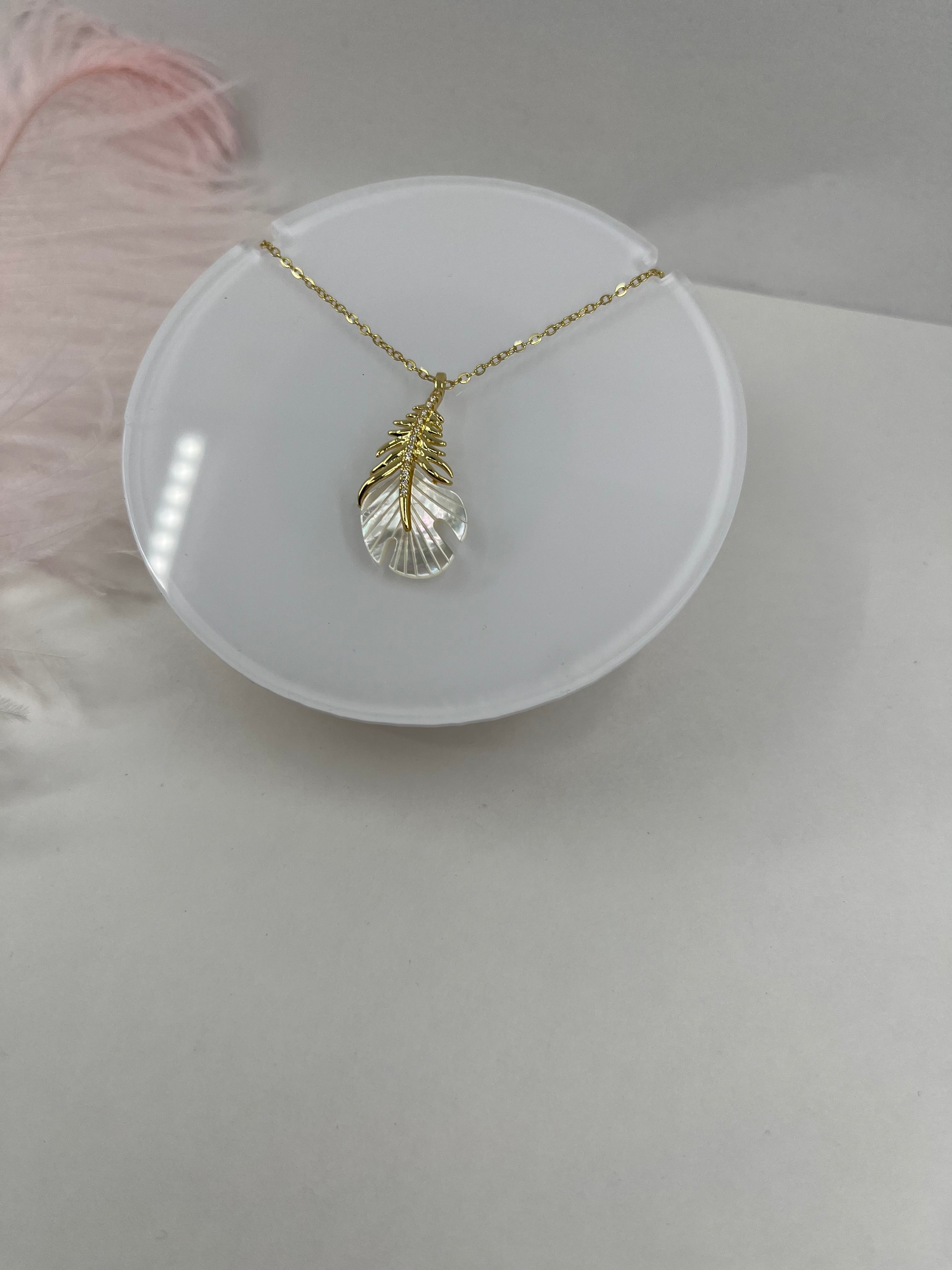 Necklace with 14K gold Feather pendant