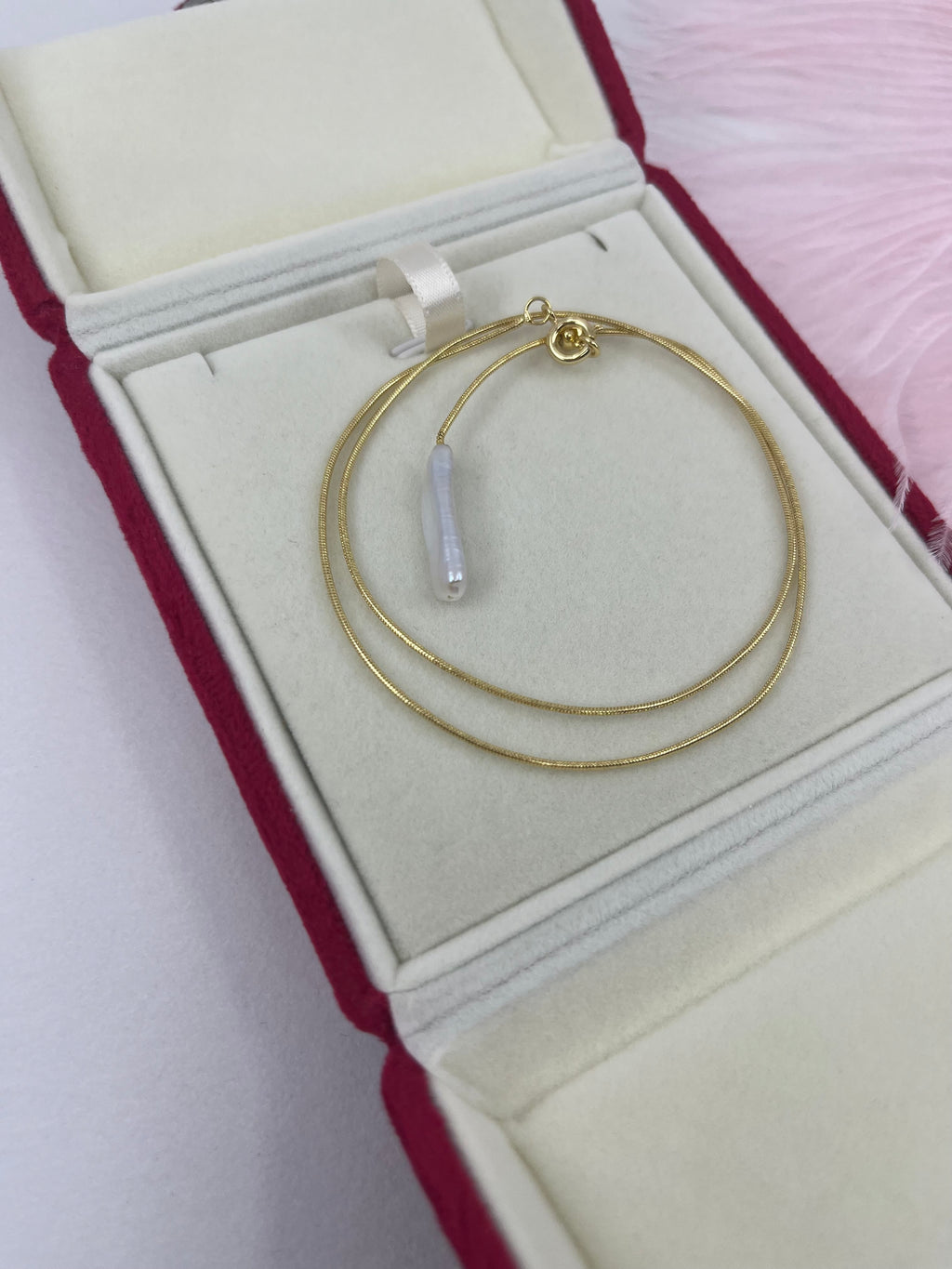 Baroque Pearl Y-Necklace, 18k gold plated