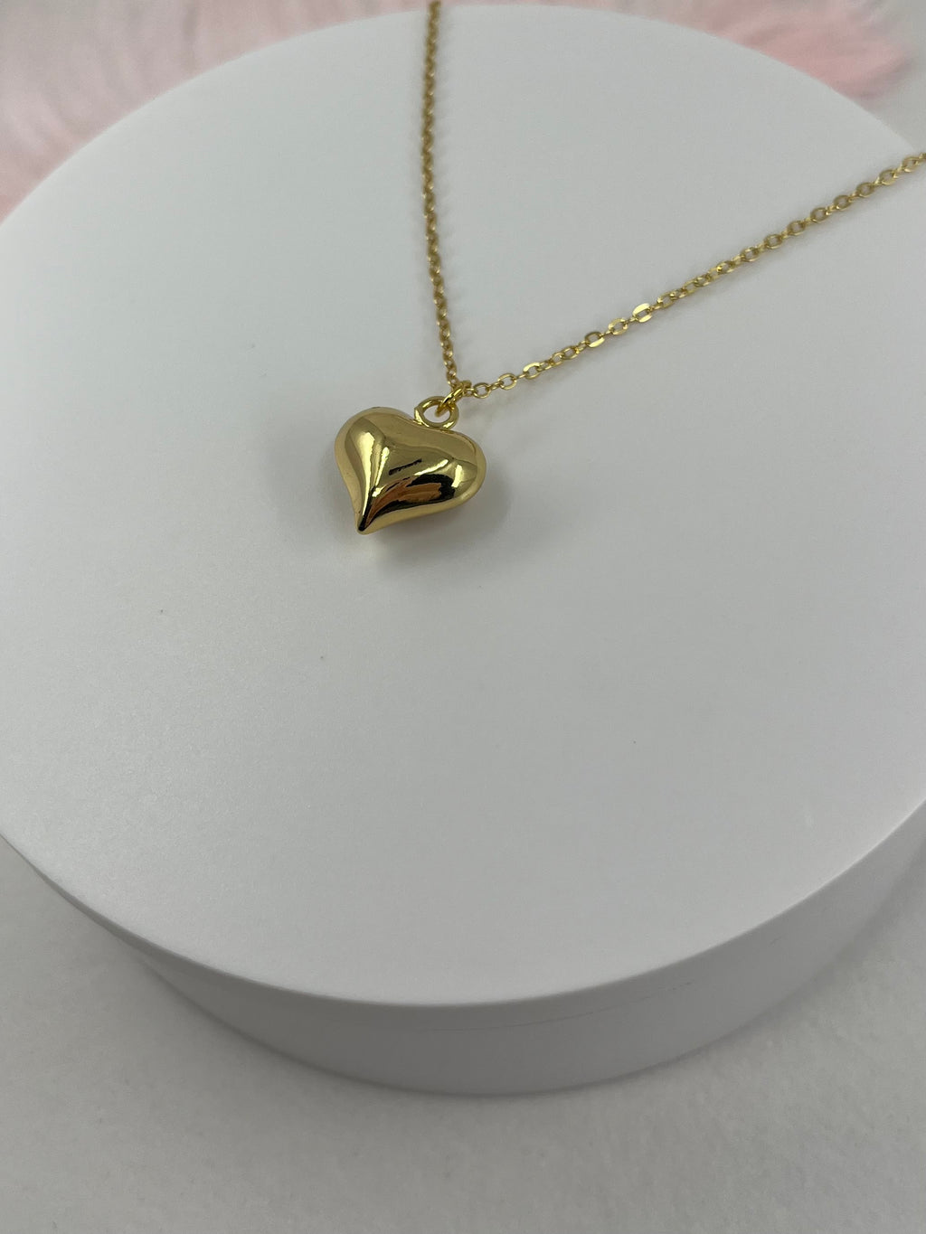 Gold Heart Necklace, Real 18K Gold Plated