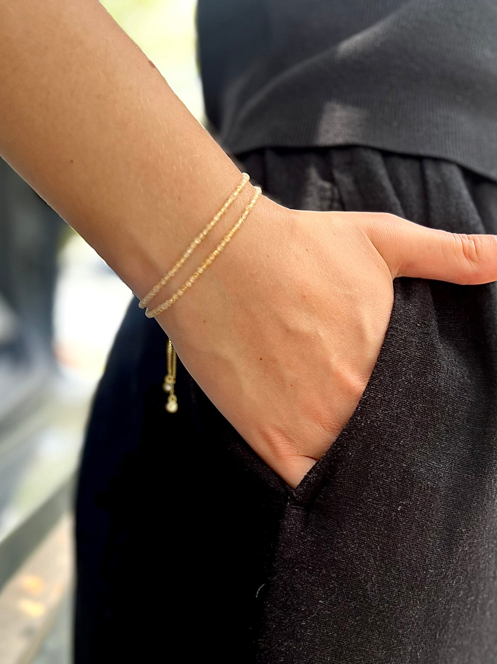 Citrine layered bracelet with 18K Gold Plated slider