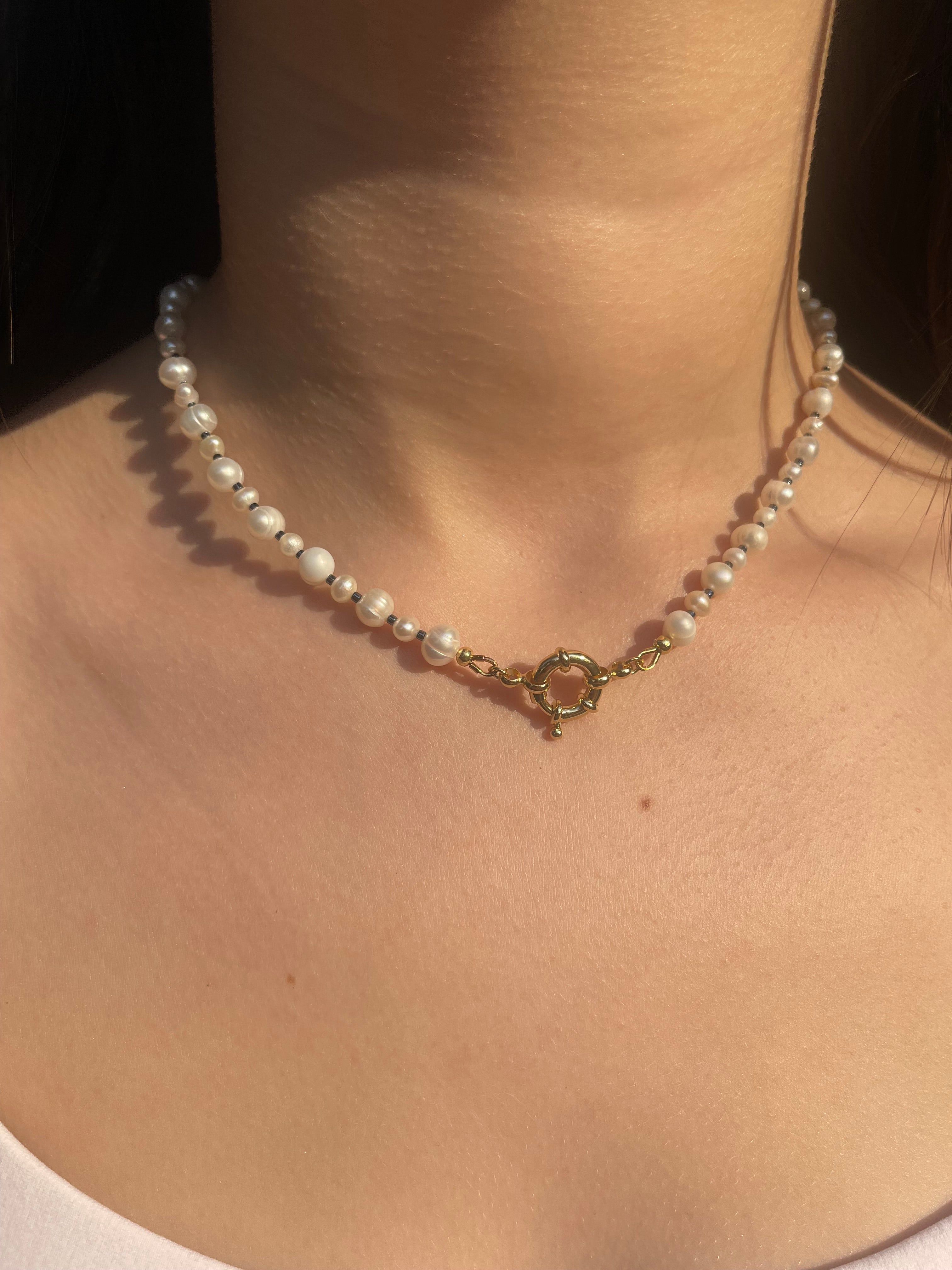 Unisex Freshwater Pearl Necklace – 24k Gold Plated Clasp
