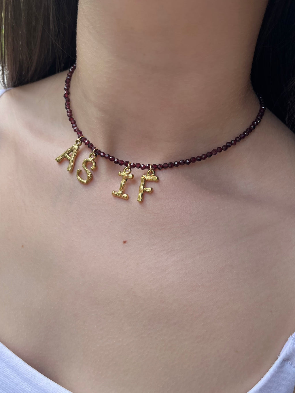 Natural Garnet choker with 18gold pendants AS IF