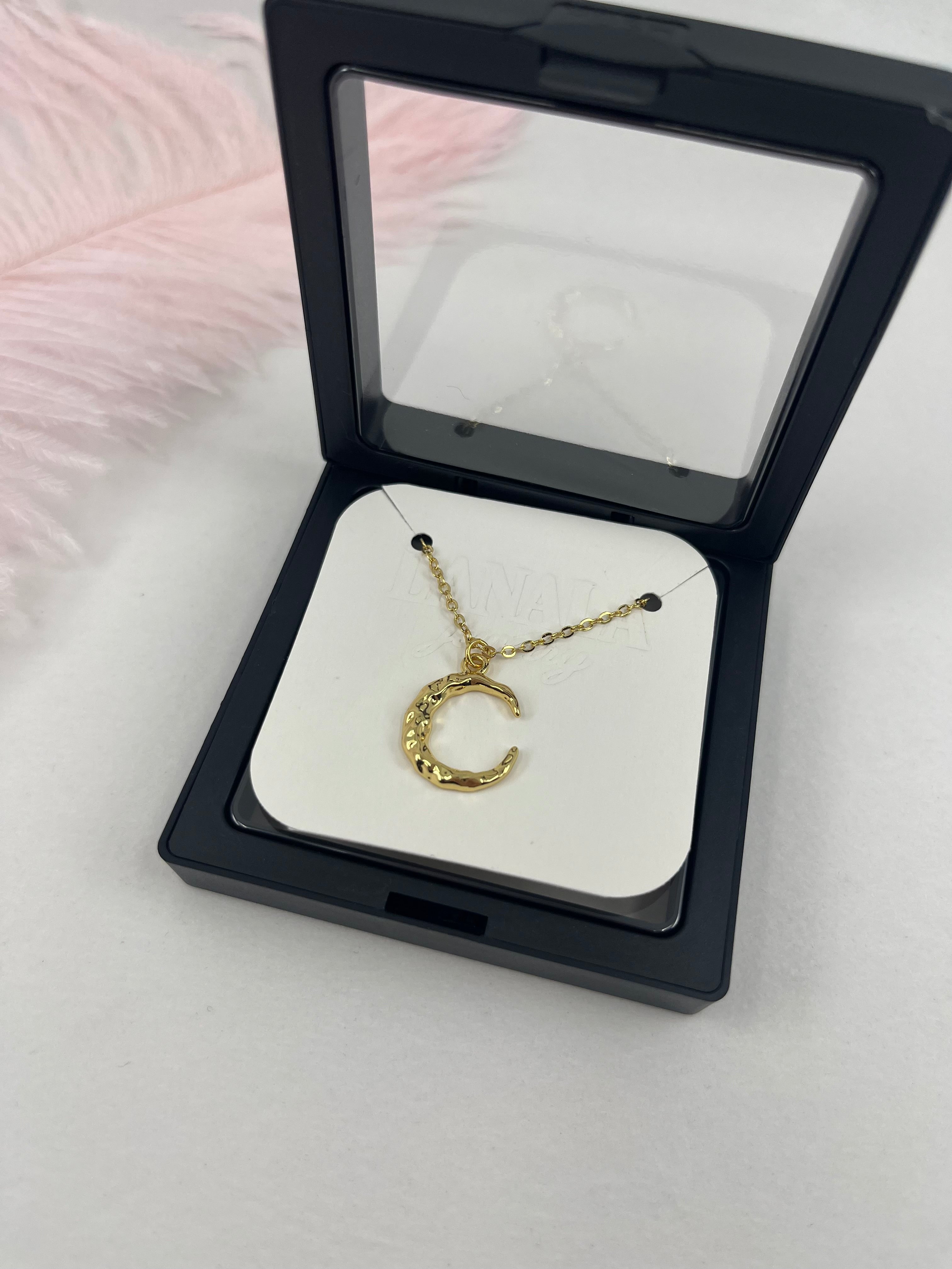 Crescent Moon Choker Necklace, Real 14K Gold Plated