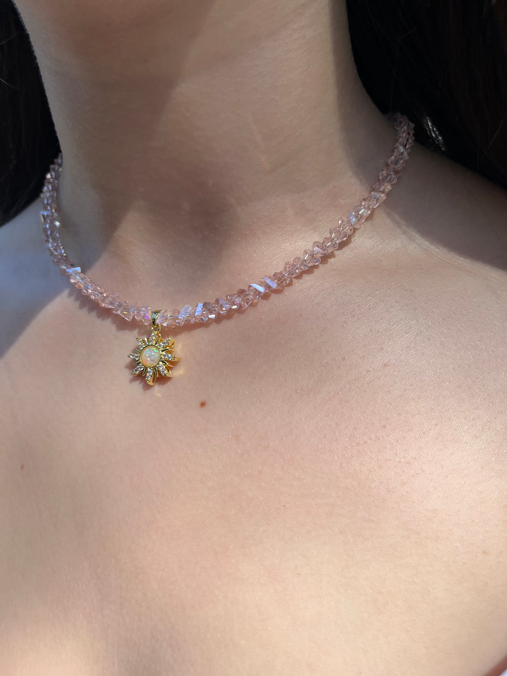 Sun Crystal Choker Necklace – 18K Gold Plated