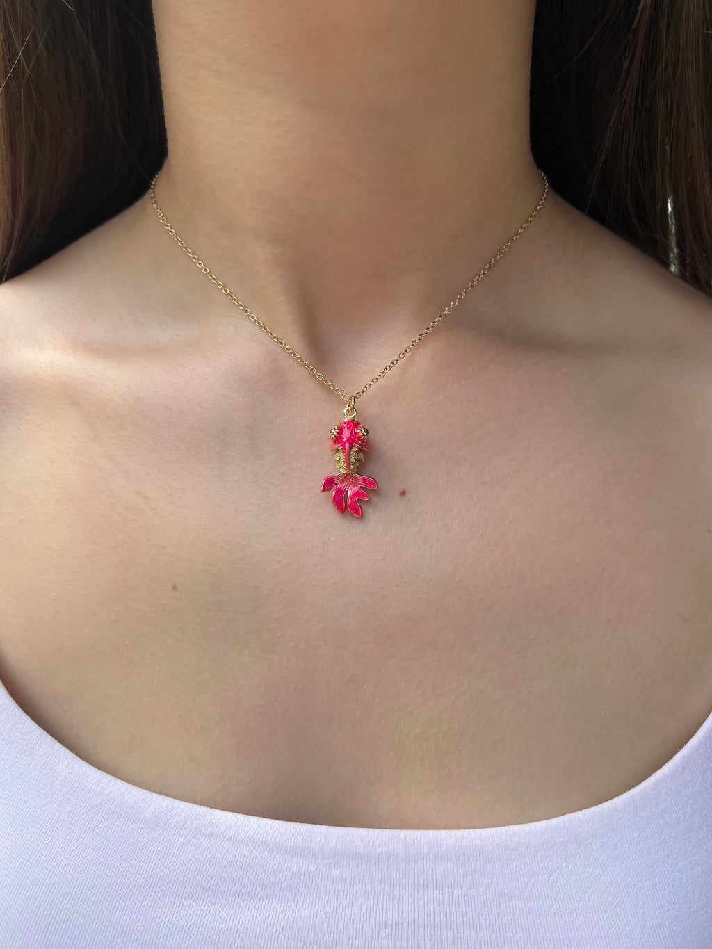 Fish enamel choker necklace, 18k gold plated