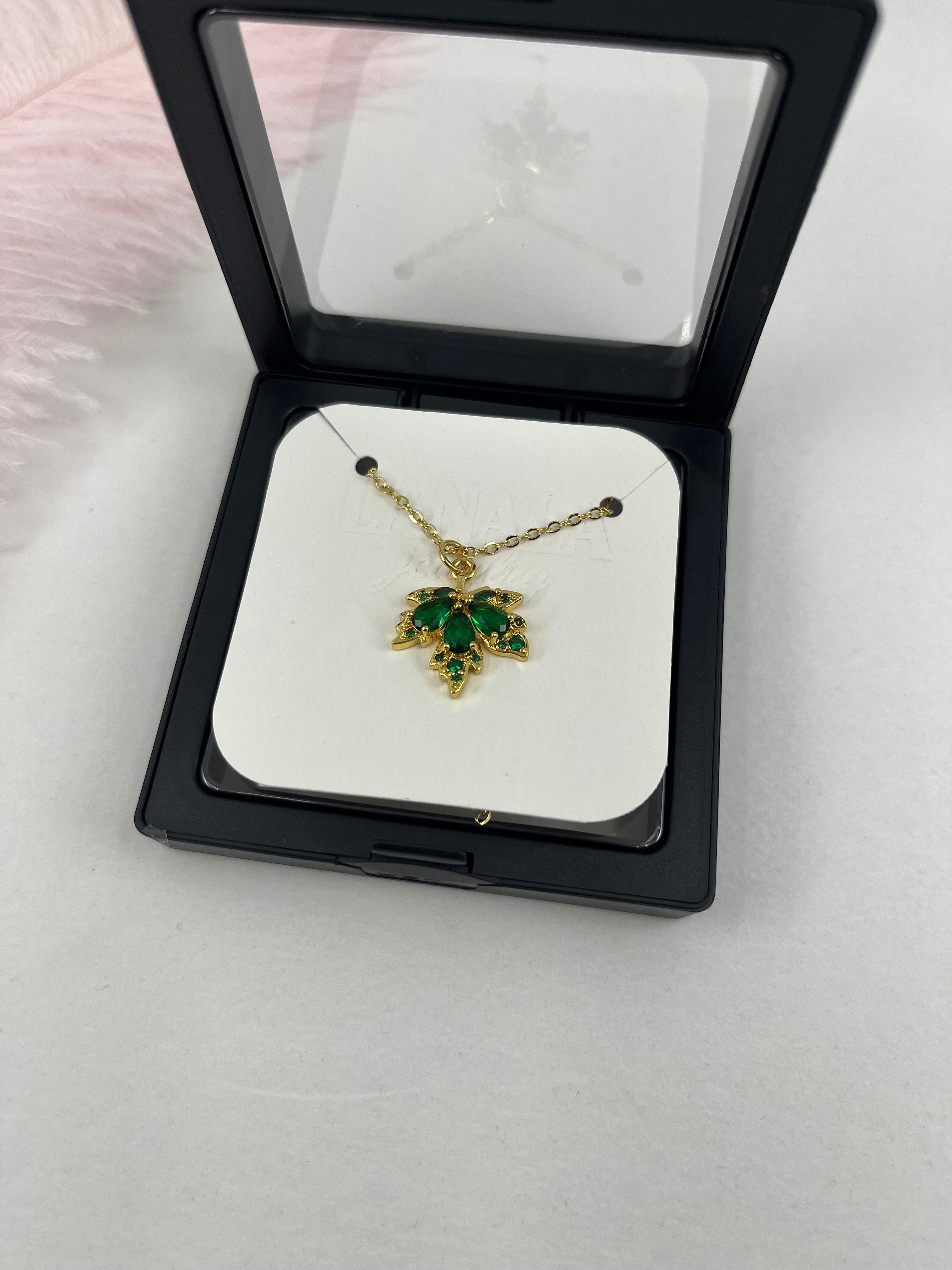 Necklace with 18K Gold maple leaf pendant