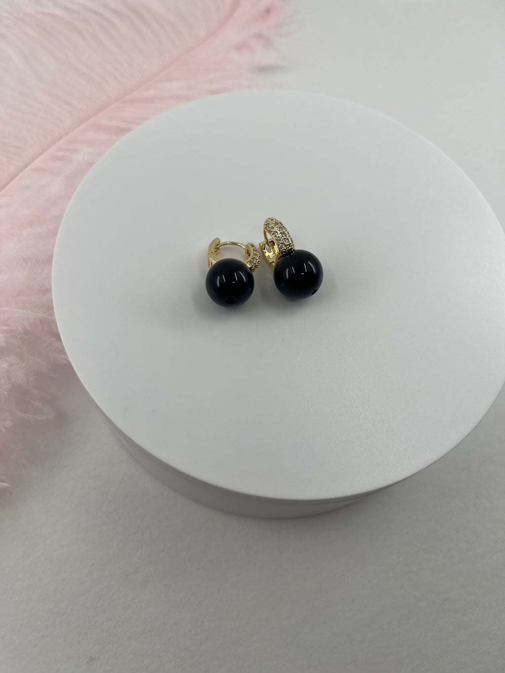 Natural Onyx Gold Zirconia Earrings