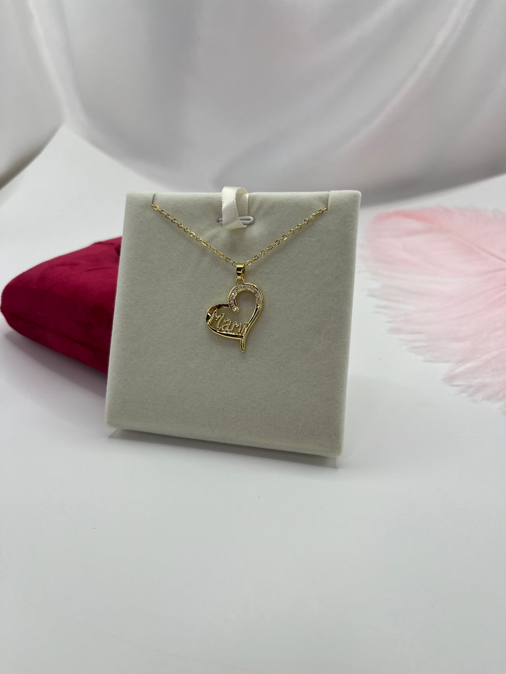 Mothers Necklace, Heart pendant  Real 18K Gold Plated