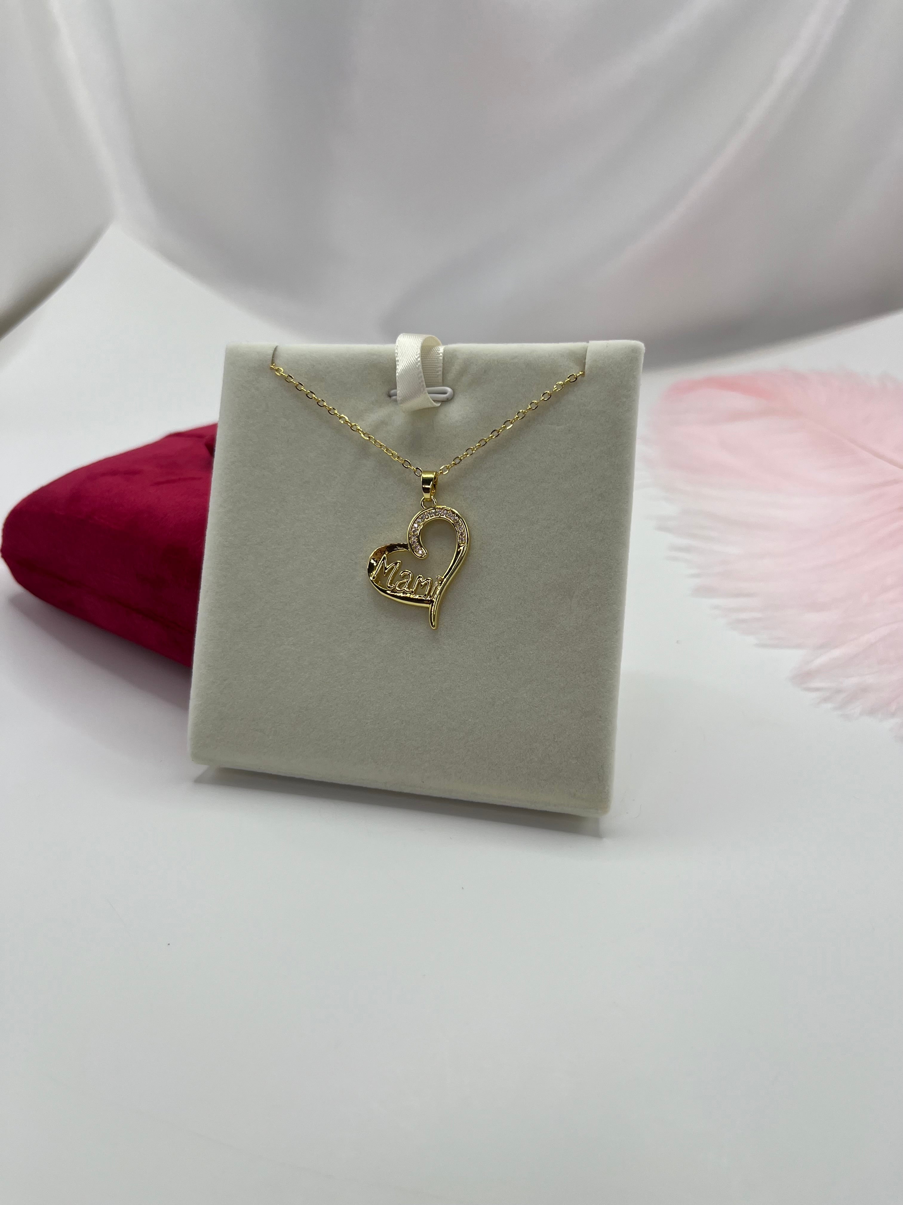Mothers Necklace, Heart pendant  Real 18K Gold Plated