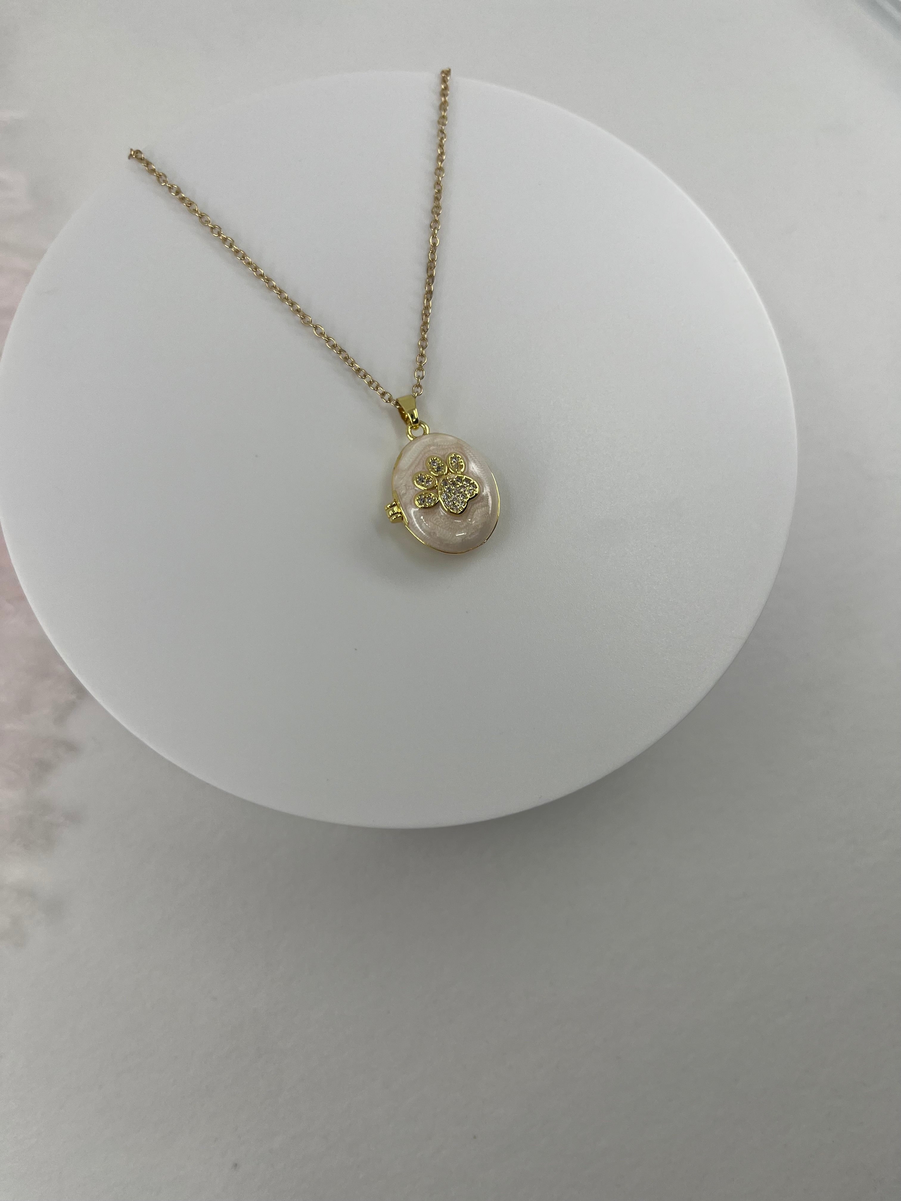 Pet locket choker necklace, 18k gold plated