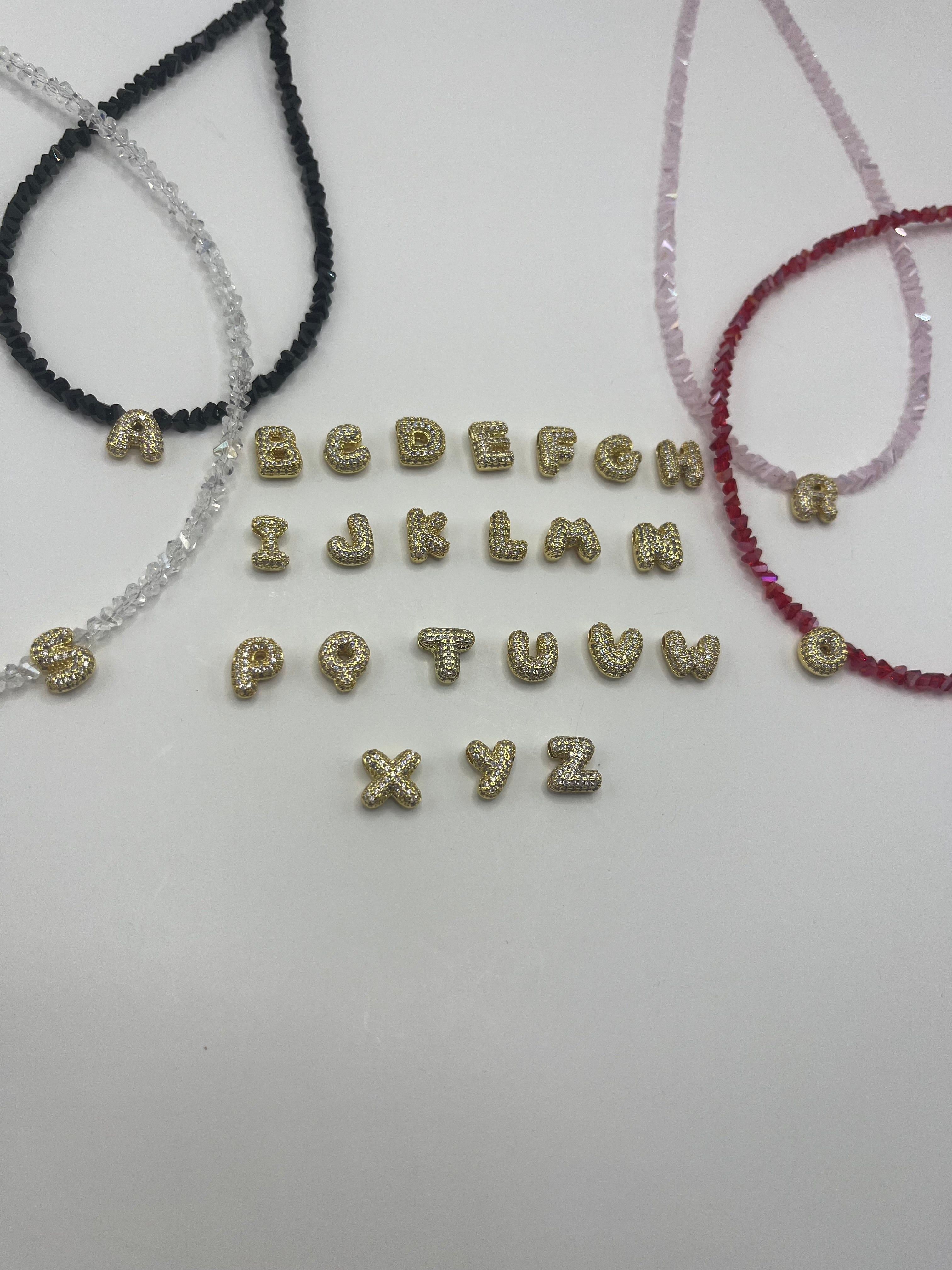 Initial Charm Red Crystal Necklace – 18K Gold Plated, Cubic Zirconia