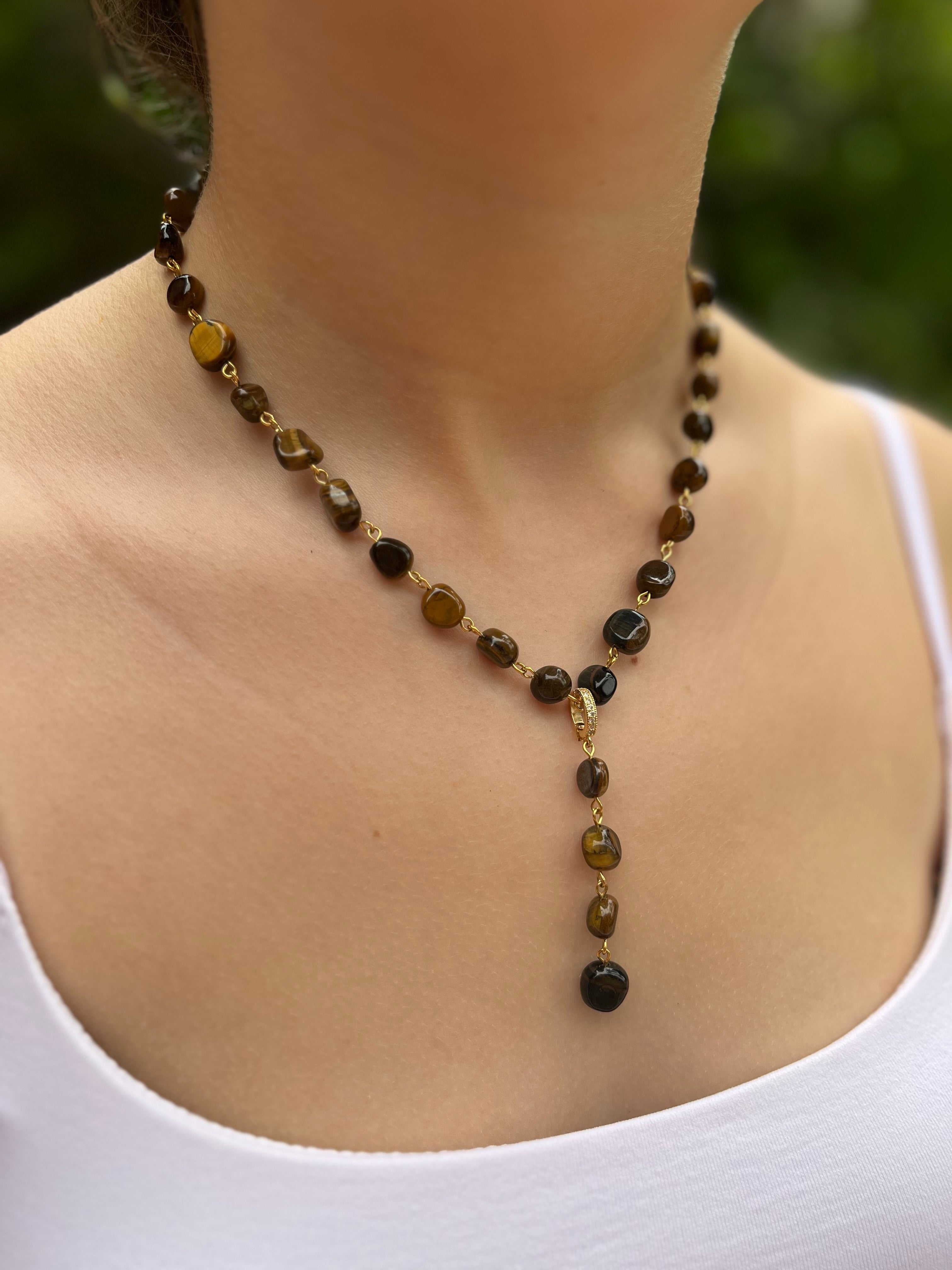 Natural Tiger Eye 3-in-1 Necklace – Transformable Design