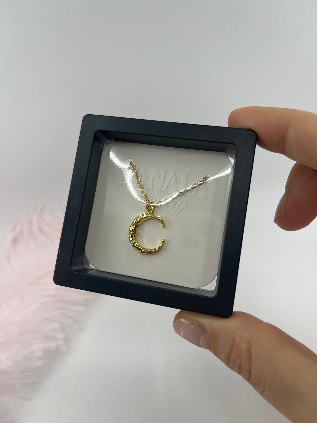 Crescent Moon Choker Necklace, Real 14K Gold Plated