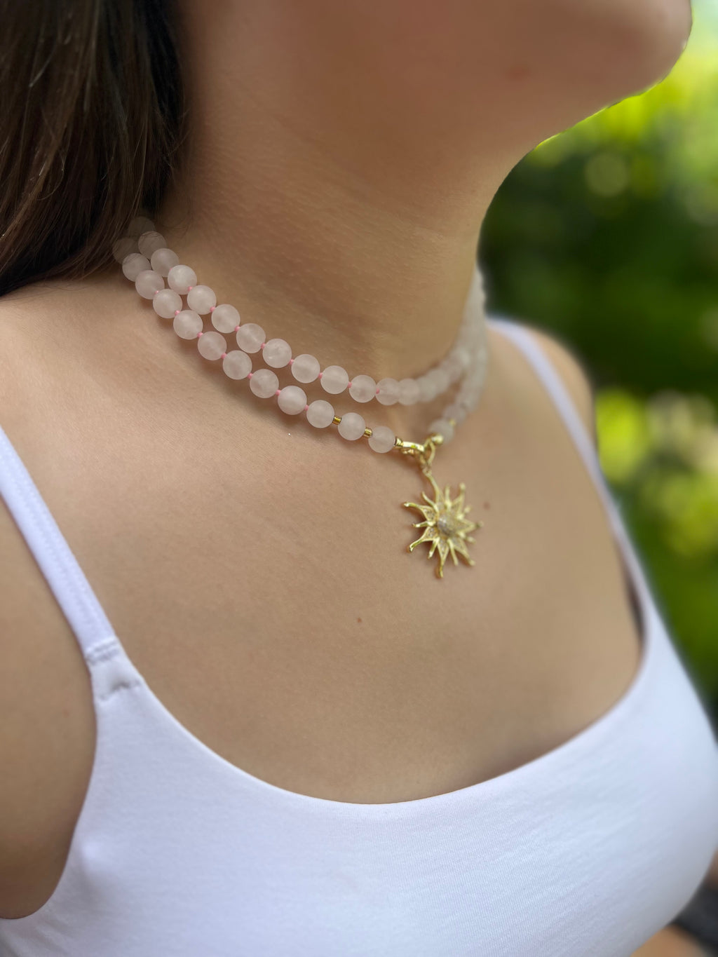 Set: Rose Quartz Necklace and Earrings