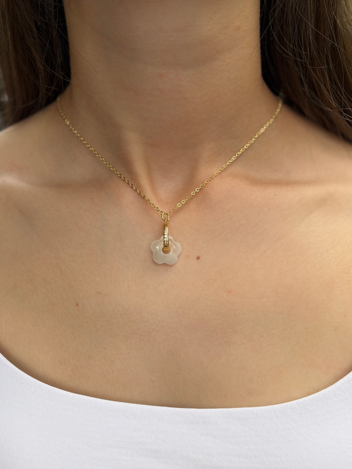 Clear Quartz flower Earrings and Necklace,18K Gold Plated