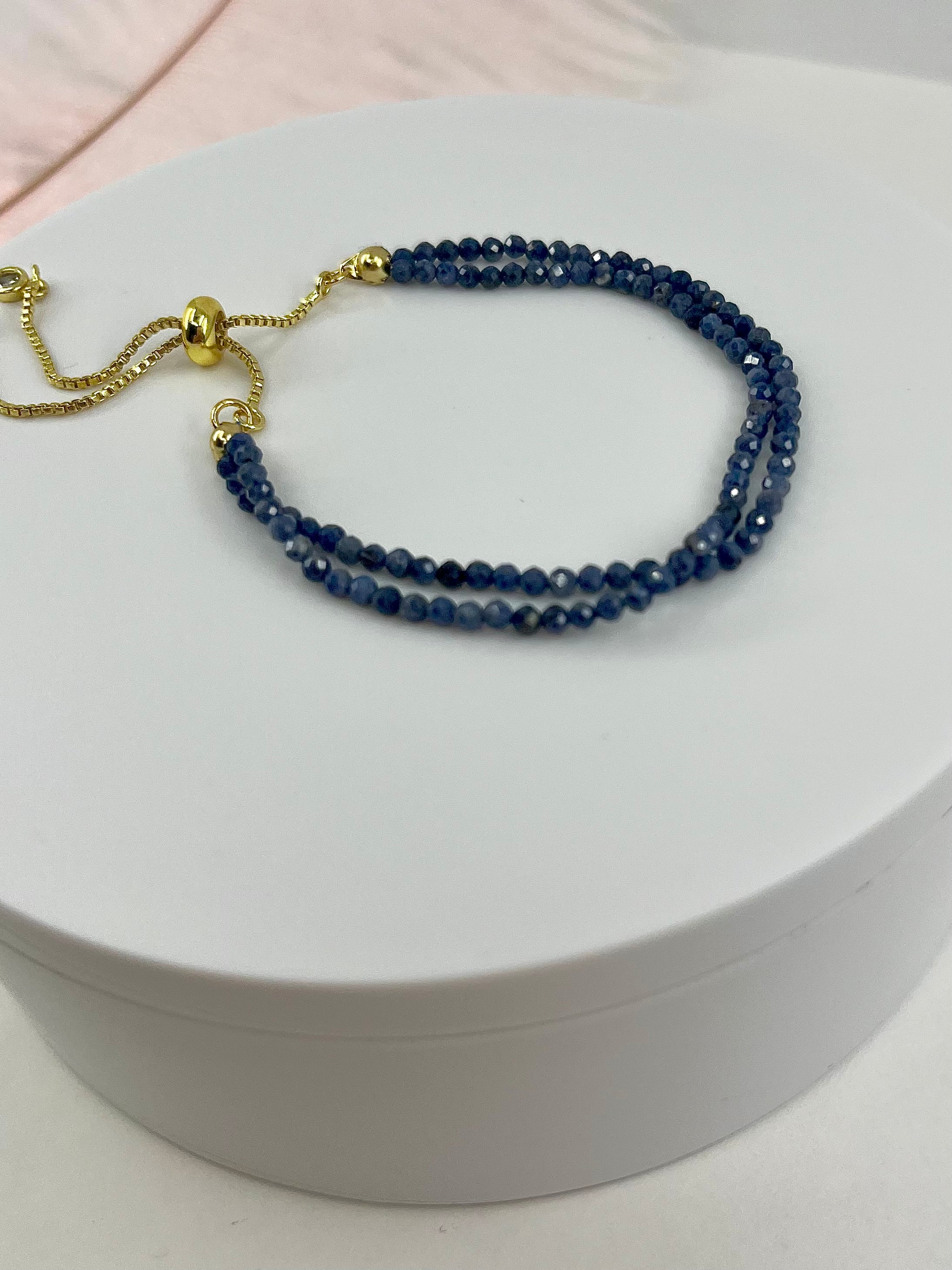 Sapphire layered bracelet with 18K Gold Plated slider