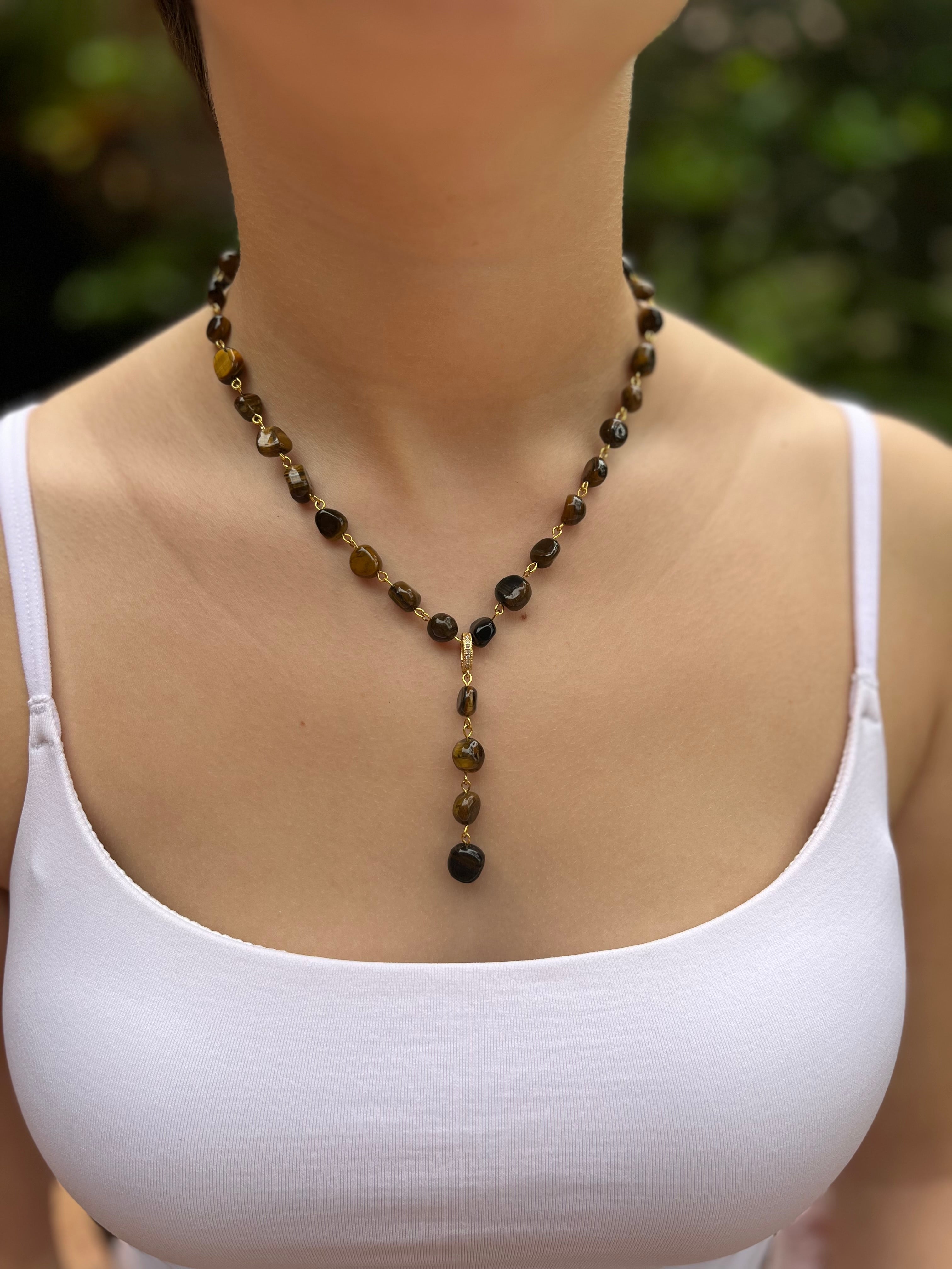 Natural Tiger Eye 3-in-1 Necklace – Transformable Design