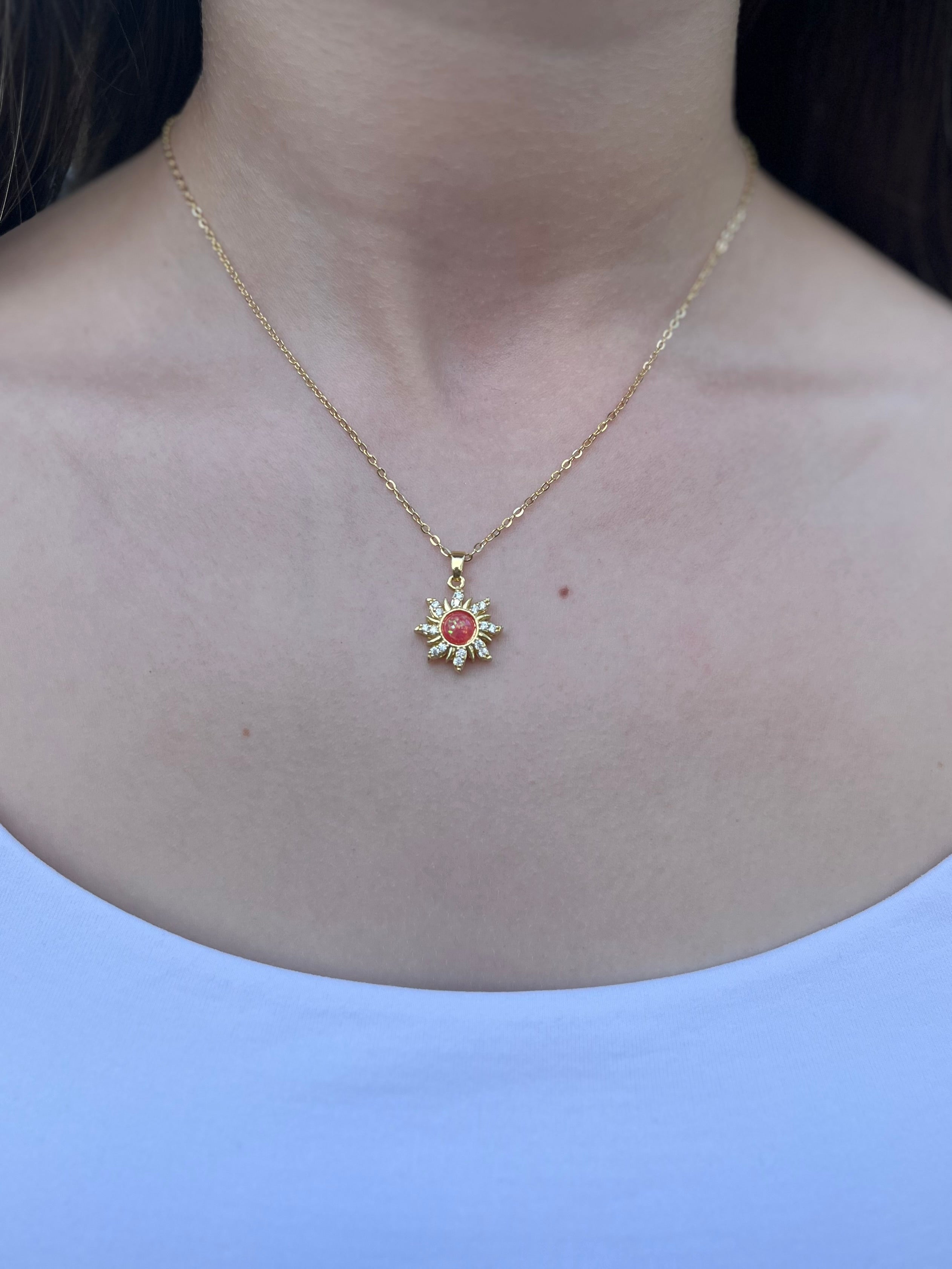18K Gold Sun Pendant Necklace
