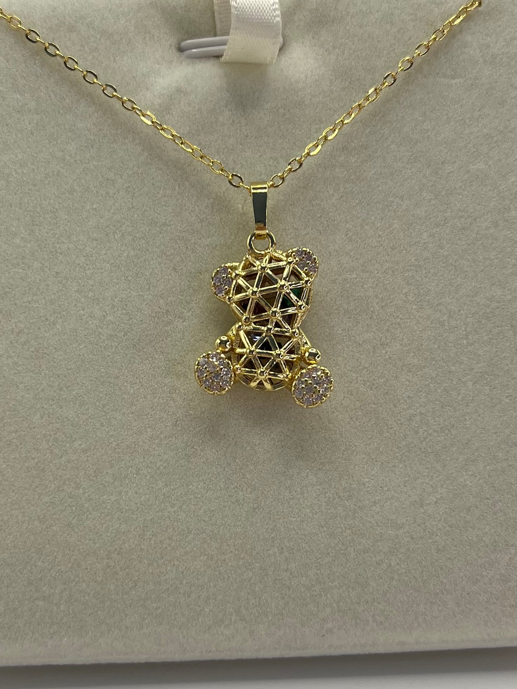 Teddy Bear Necklace, pendant  Real 16K Gold Plated