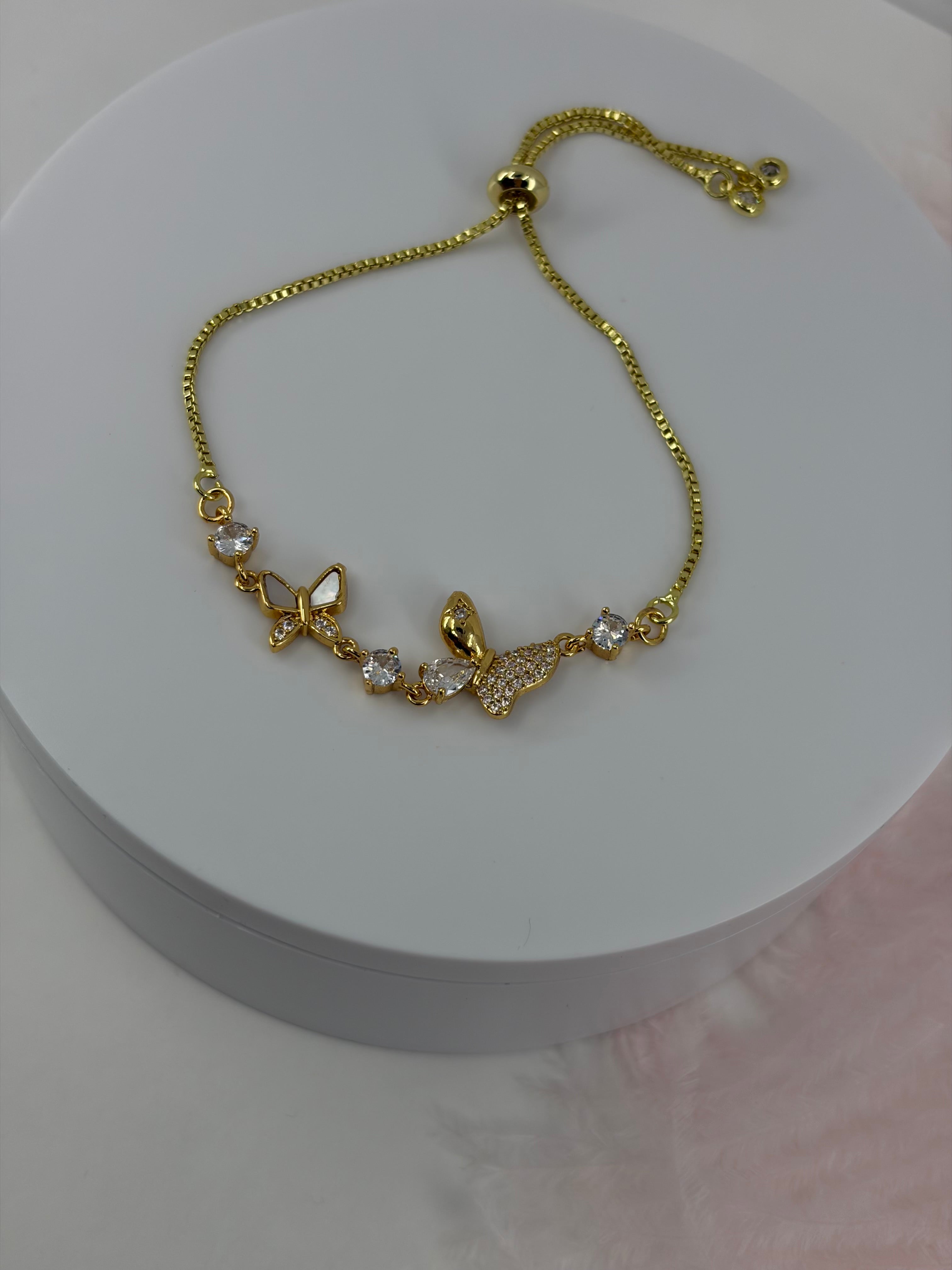 Butterfly bracelet with slider chain