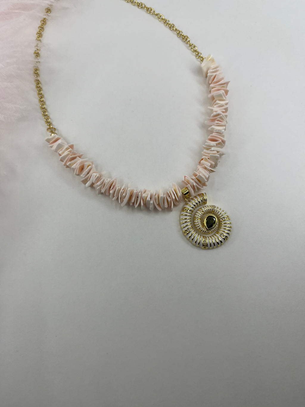 Natural Shell Necklace with Conch Charm, 18K Gold Plated