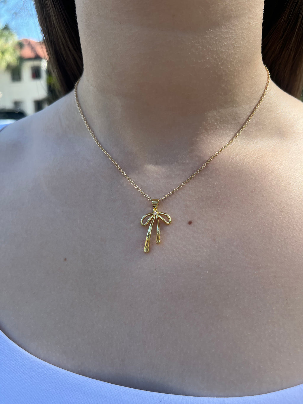 Bow Necklace, Real 18K Gold Plated