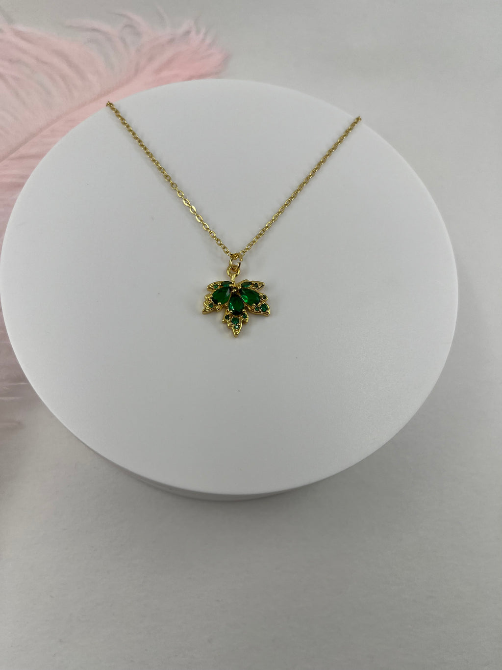 Necklace with 18K Gold maple leaf pendant
