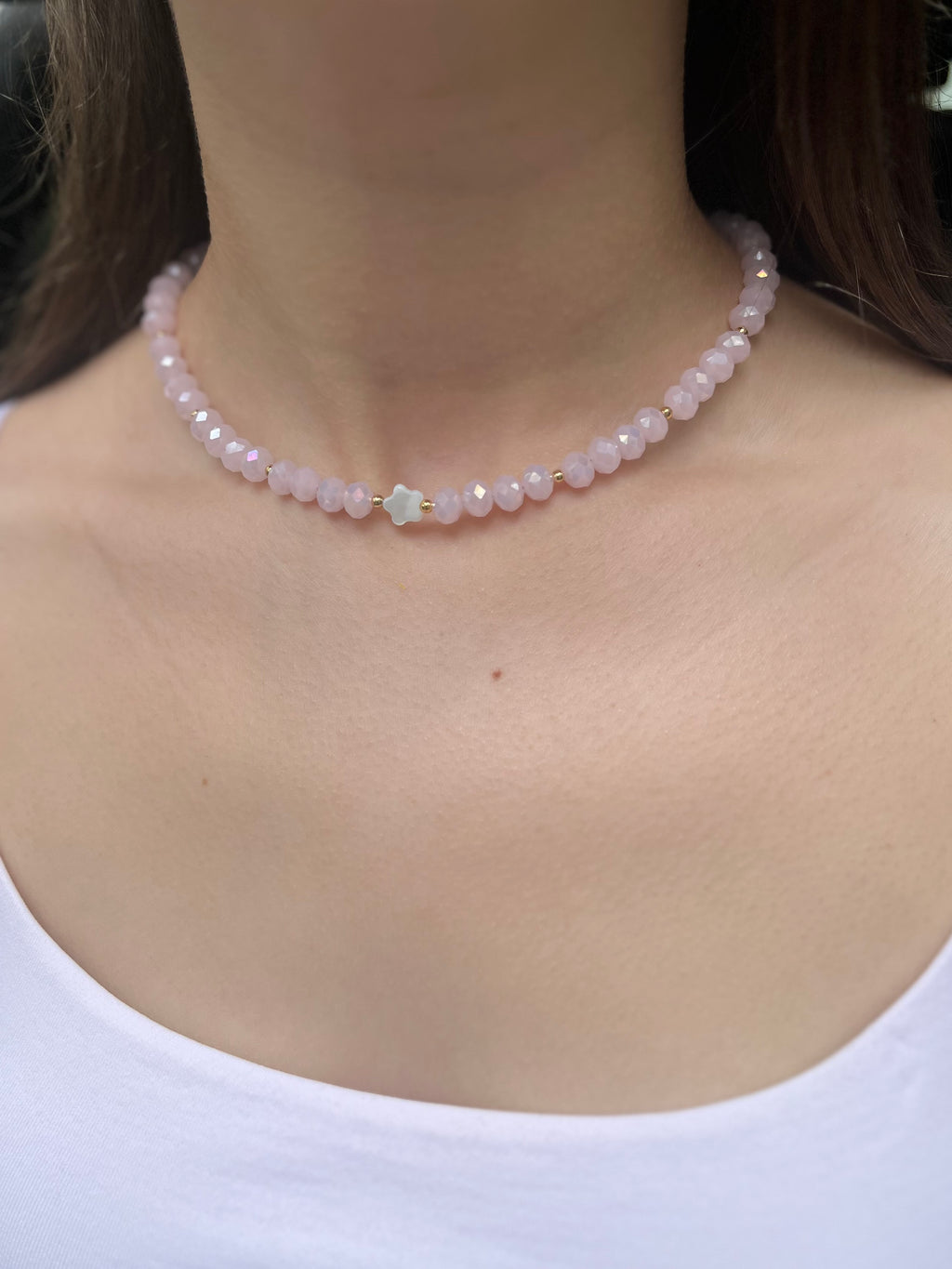 Pink Crystal Choker Necklace – 18K Gold Plated clasp