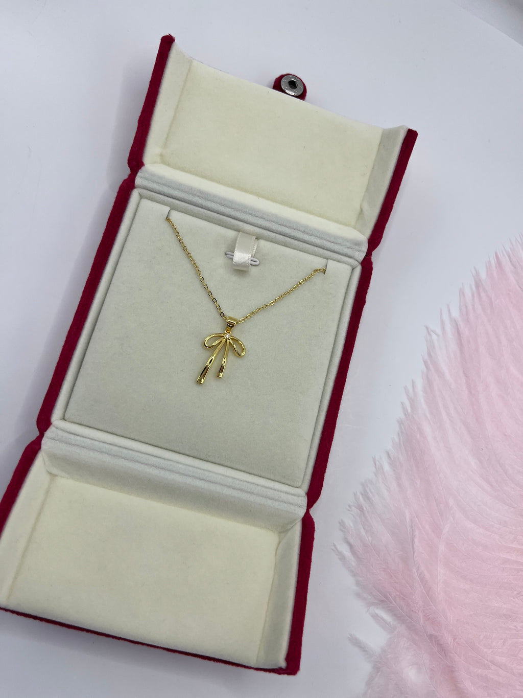Bow Necklace, Real 18K Gold Plated