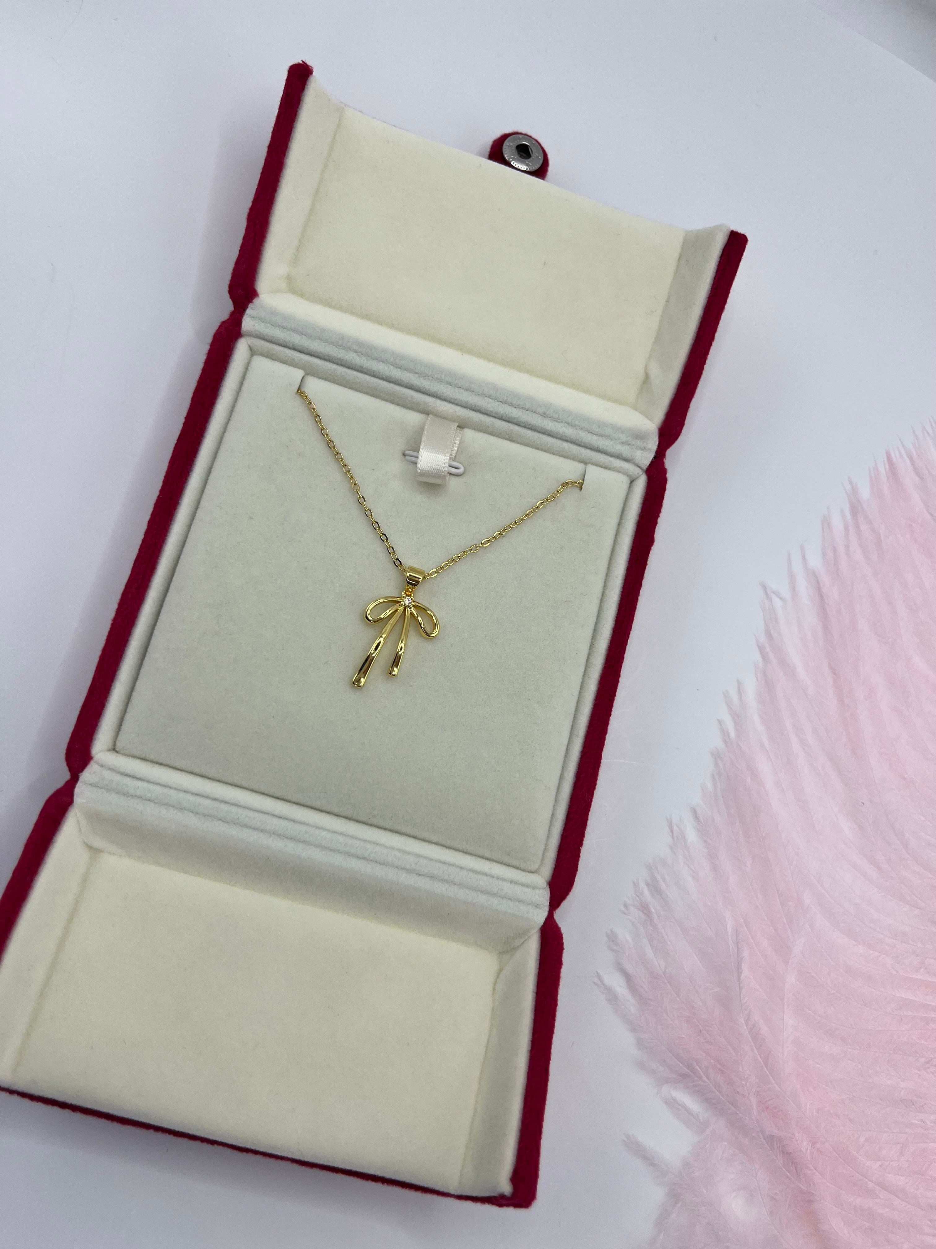 Bow Necklace, Real 18K Gold Plated